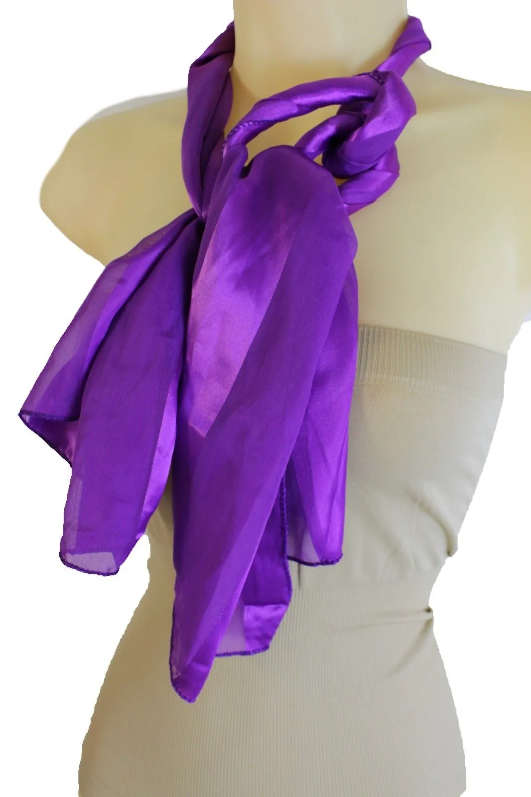 Green Black Purple Blue Long Soft Fabric Scarf Wrap Fancy Neck Tie Dressy