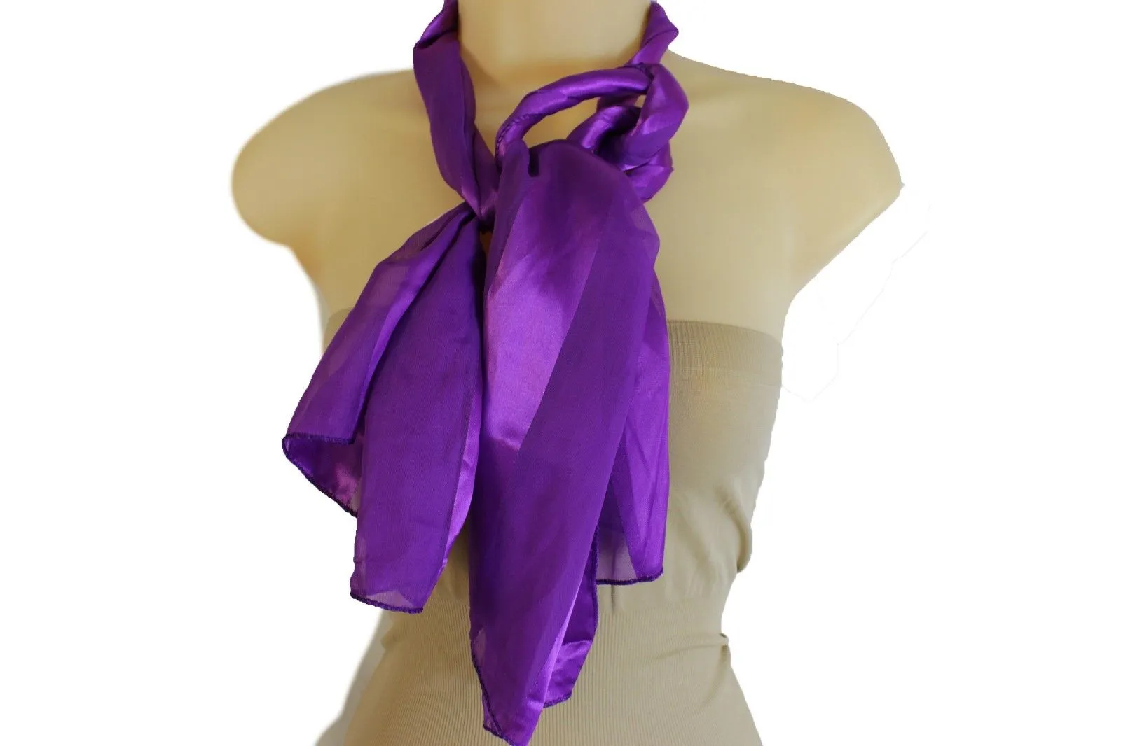 Green Black Purple Blue Long Soft Fabric Scarf Wrap Fancy Neck Tie Dressy