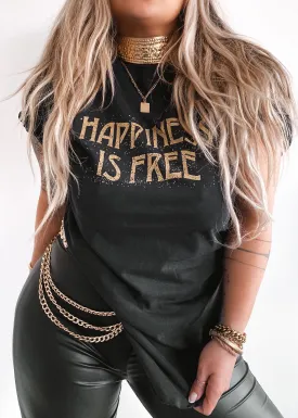 HAPPINESS IS FREE SIDE SLIT TEE