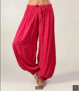 High Quality Genie Pants with Patchwork and Lace-up - Mid Waist, Solid, Loose Fit, Full Length