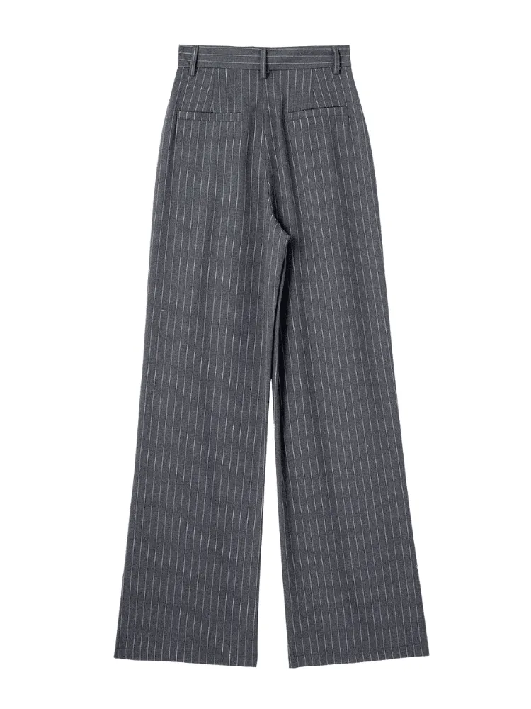 High Waist Straight Leg Pinstriped Pants For Women