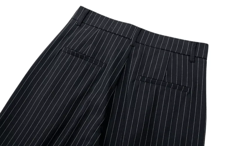 High Waist Straight Leg Pinstriped Pants For Women