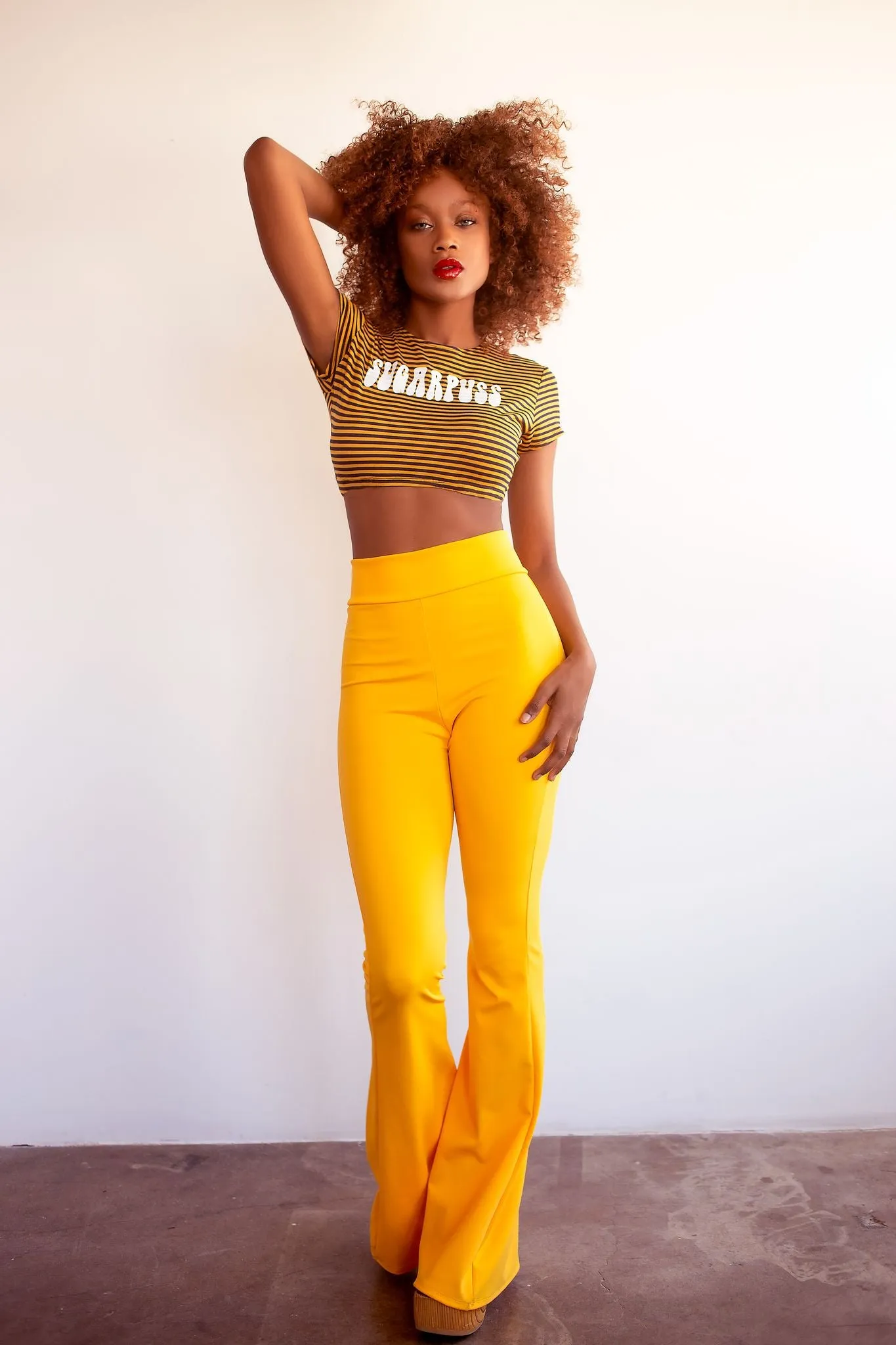 Highwaist Bell Bottom Pants in Yellow