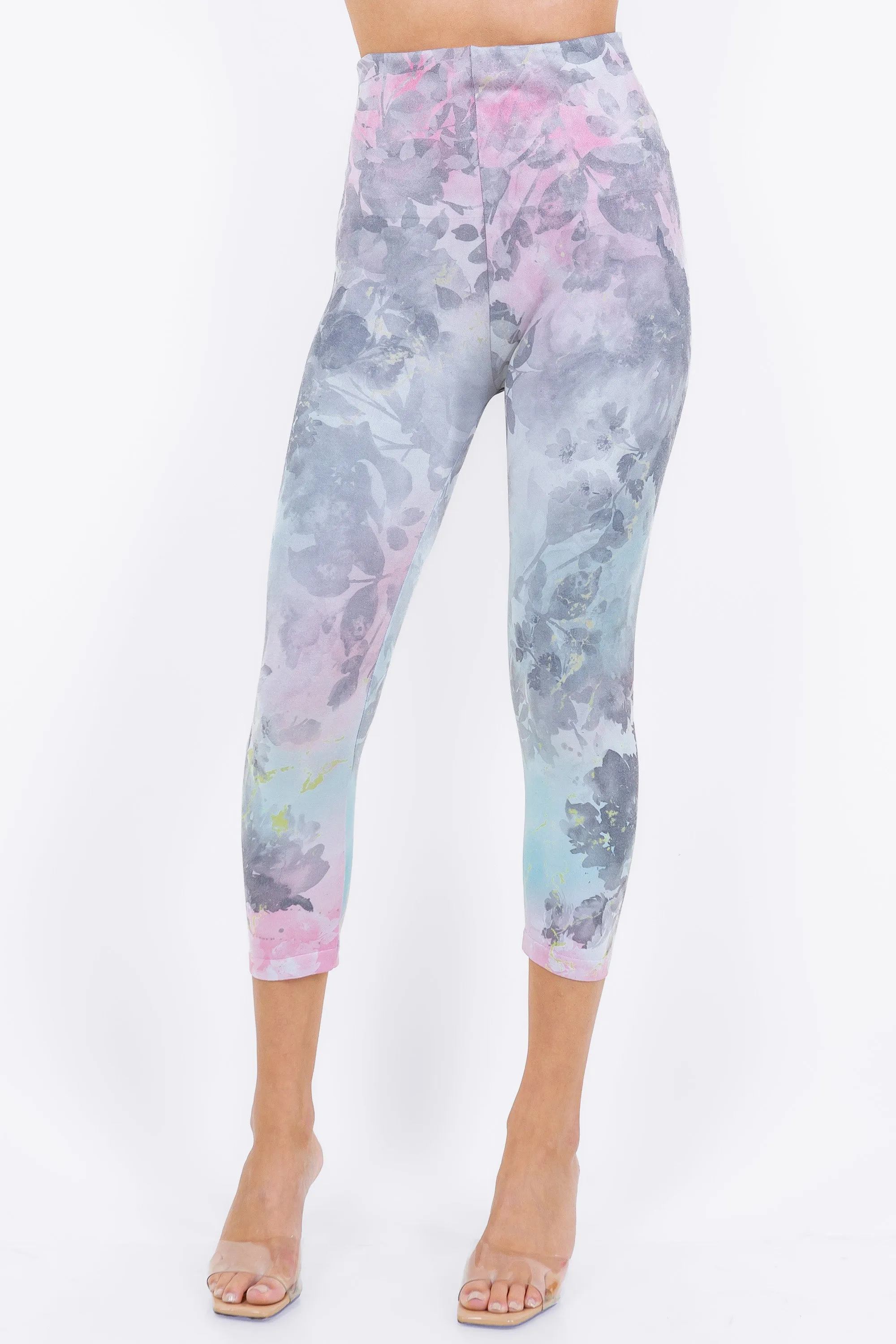 Inky Floral Pastel Mist Legging Printed Leggings