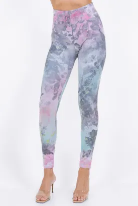 Inky Floral Pastel Mist Legging Printed Leggings