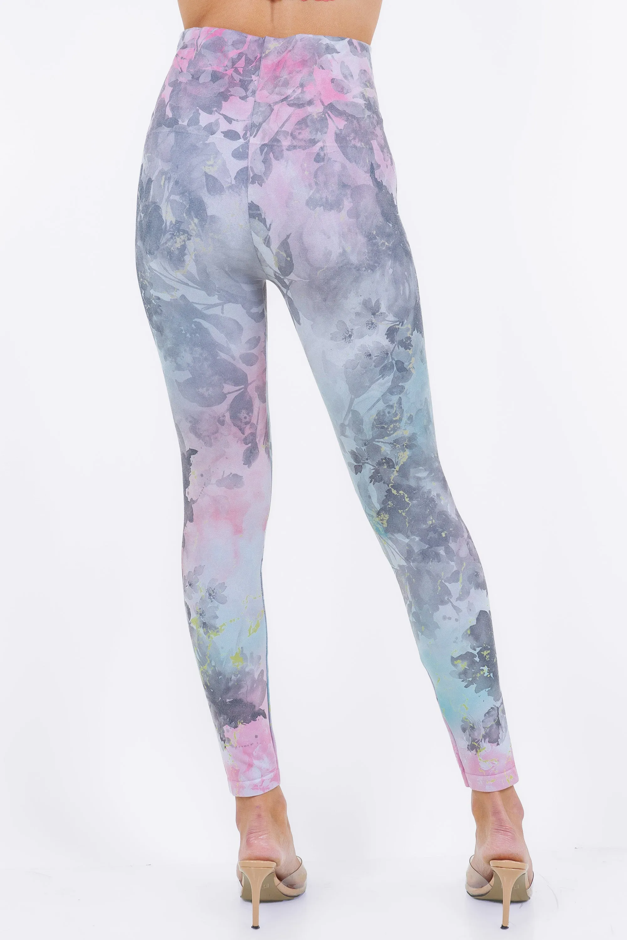 Inky Floral Pastel Mist Legging Printed Leggings