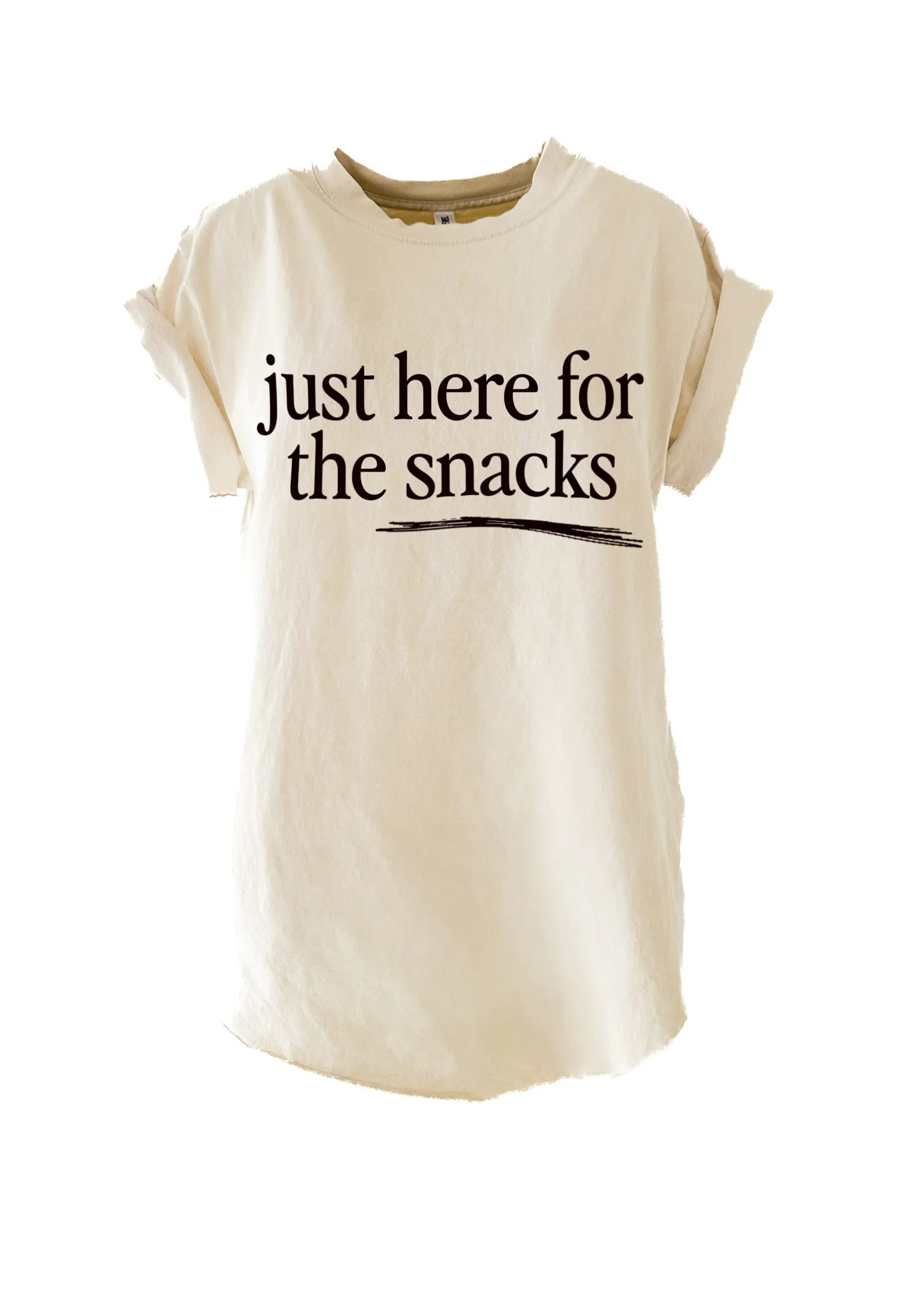 JUST HERE FOR THE SNACKS SIDE SLIT TEE