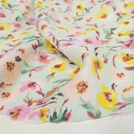 LA Finch 5 yard precut: 5 yards of Designer Deadstock Mint and Pink Floral Cotton Linen Woven-