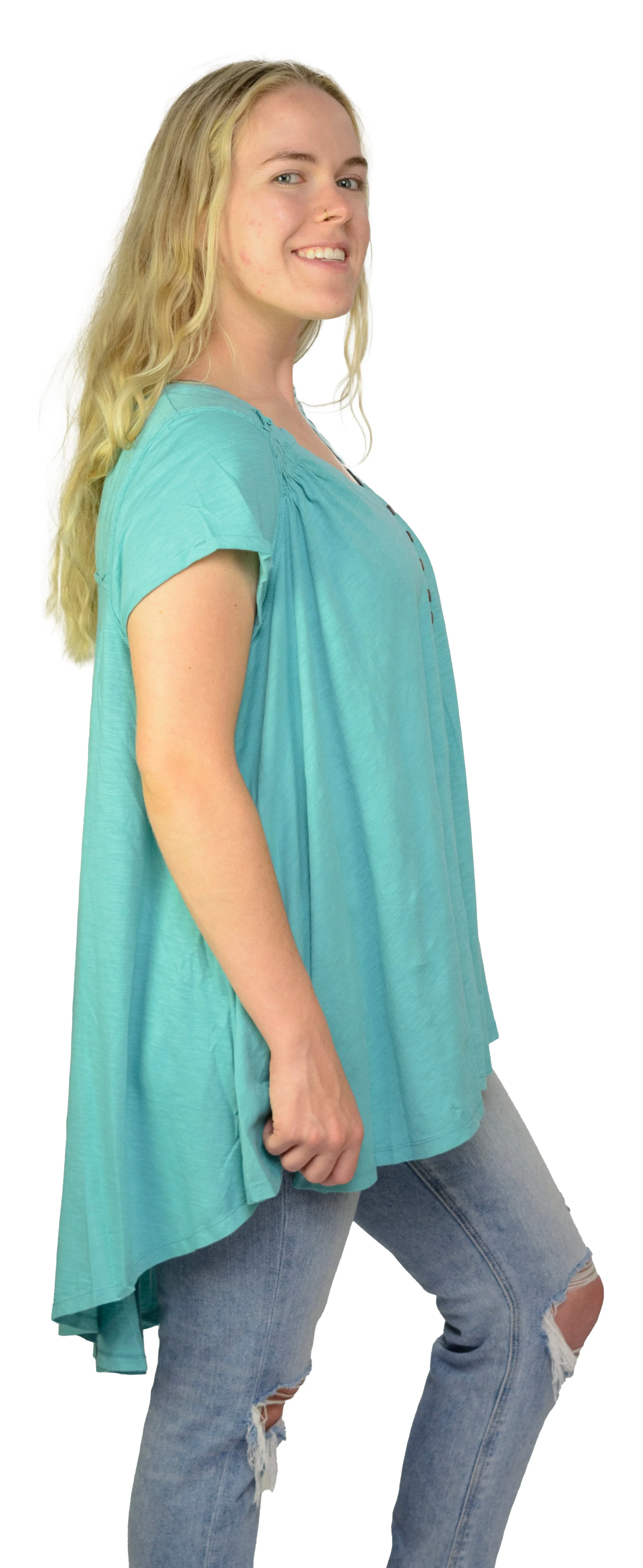 Ladies Summery Tunic, Graceful Swing Top in 100% Cotton