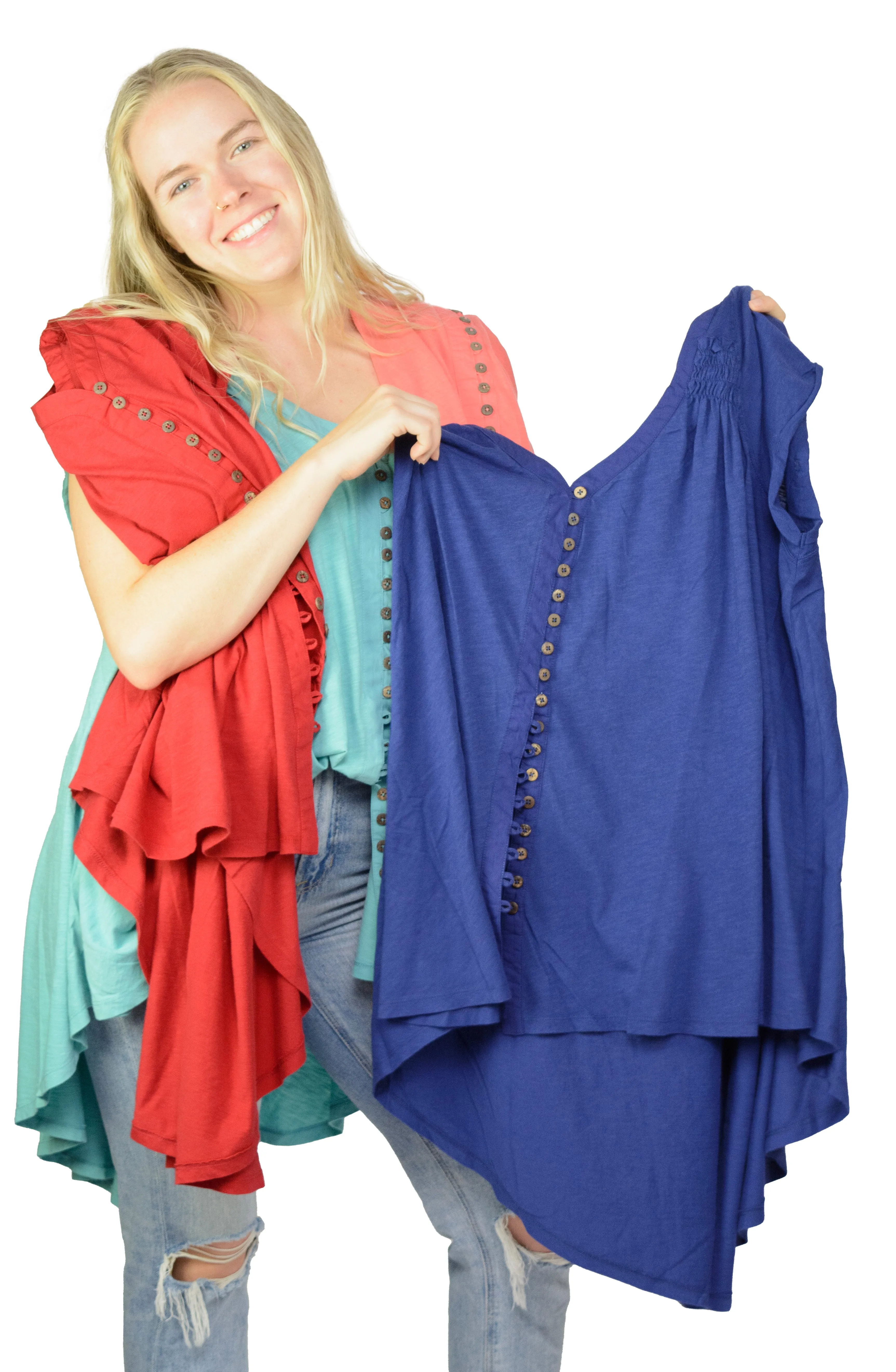 Ladies Summery Tunic, Graceful Swing Top in 100% Cotton