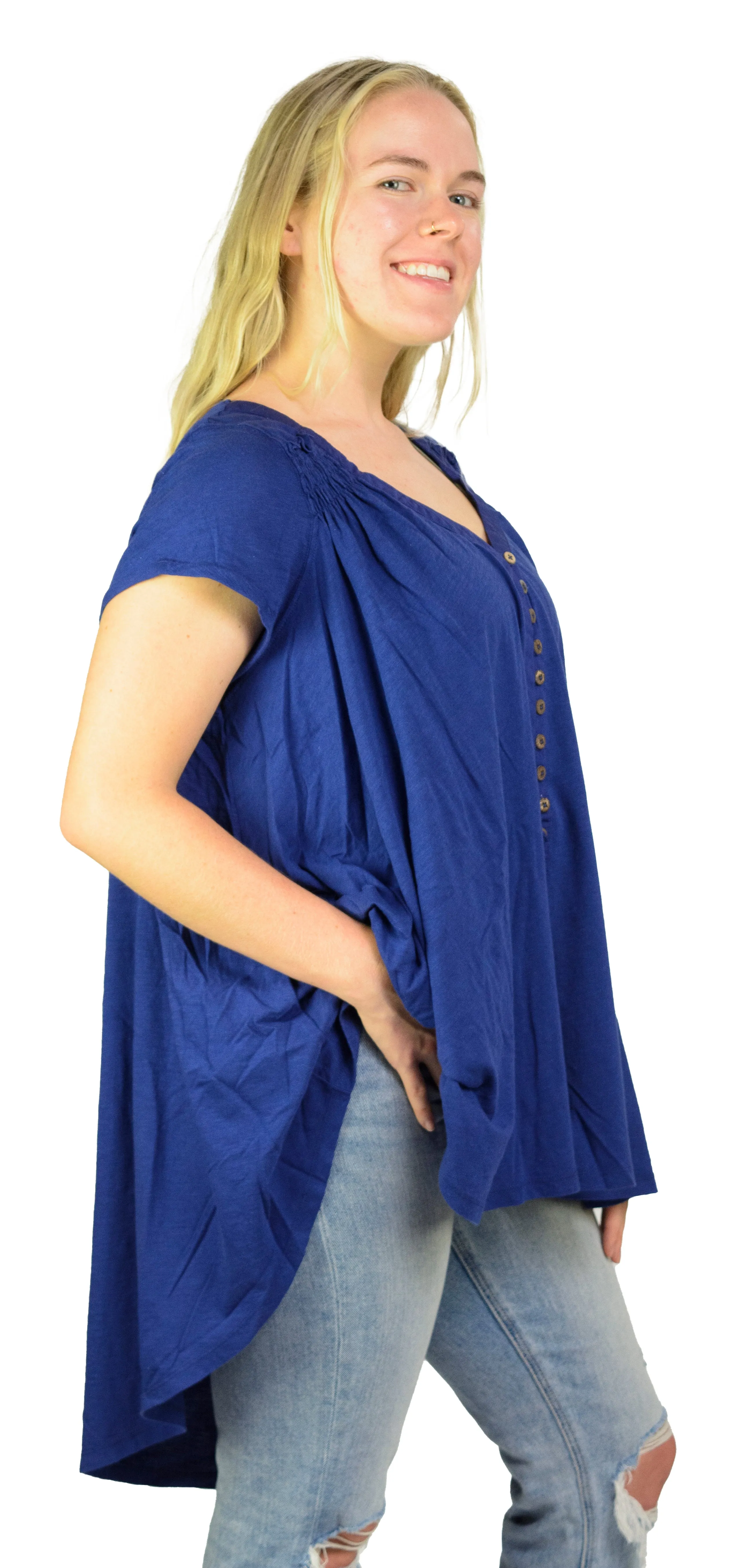 Ladies Summery Tunic, Graceful Swing Top in 100% Cotton