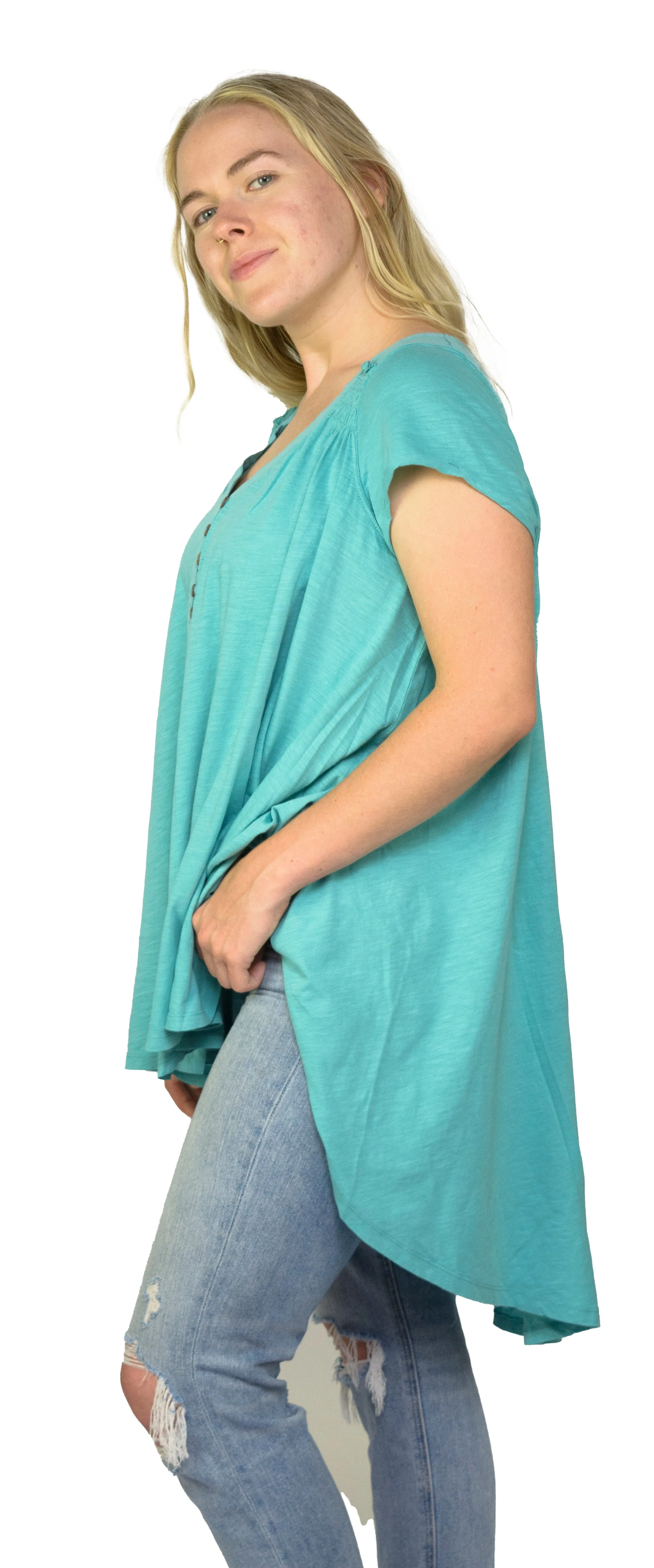 Ladies Summery Tunic, Graceful Swing Top in 100% Cotton