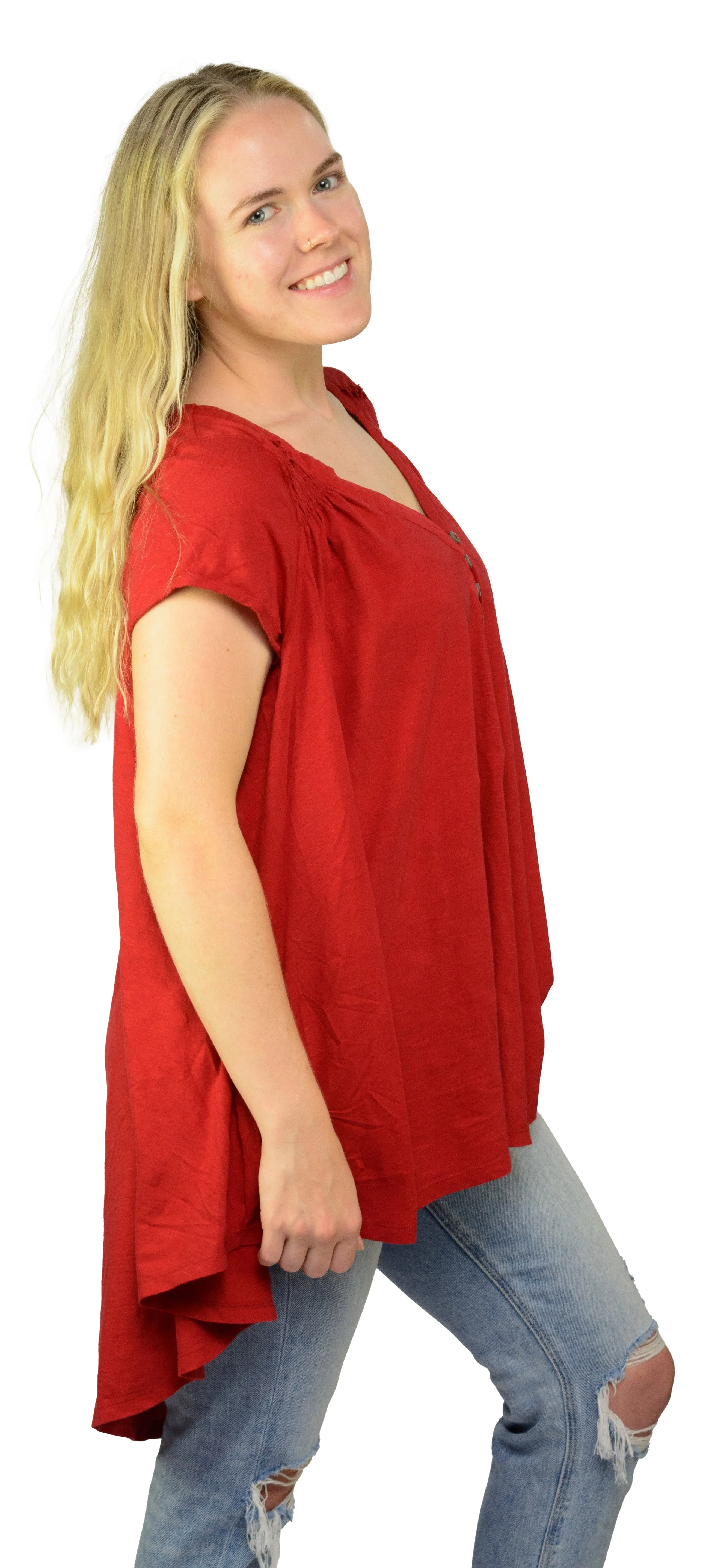 Ladies Summery Tunic, Graceful Swing Top in 100% Cotton