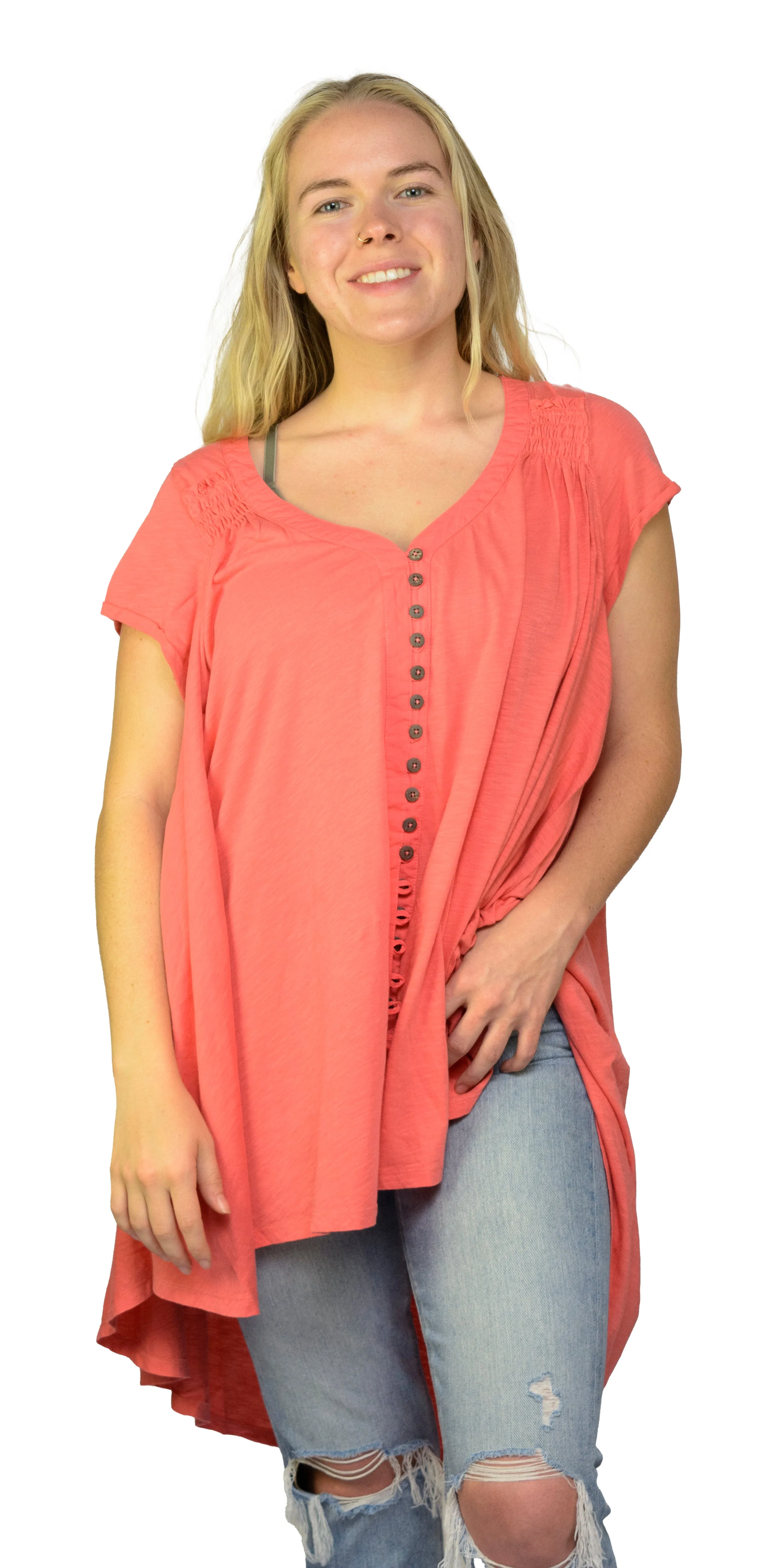 Ladies Summery Tunic, Graceful Swing Top in 100% Cotton