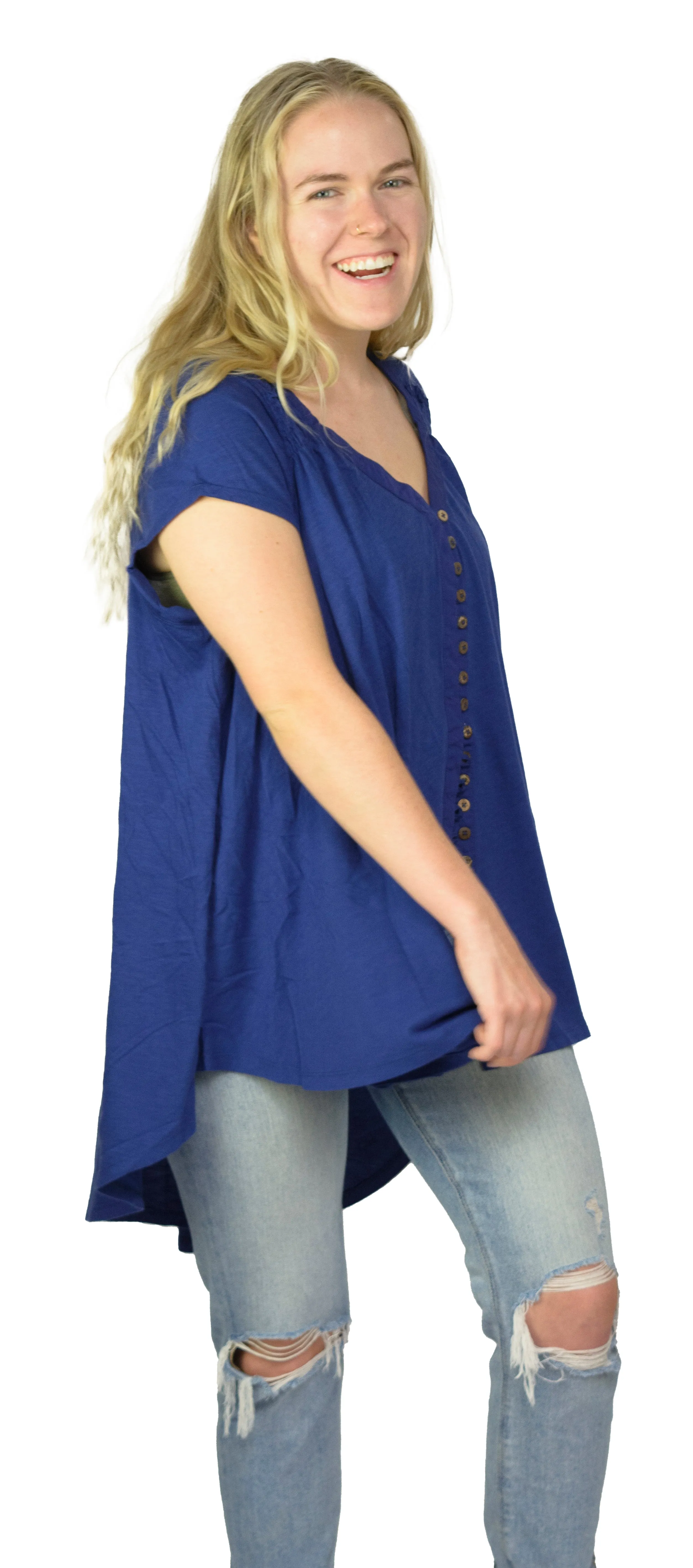 Ladies Summery Tunic, Graceful Swing Top in 100% Cotton