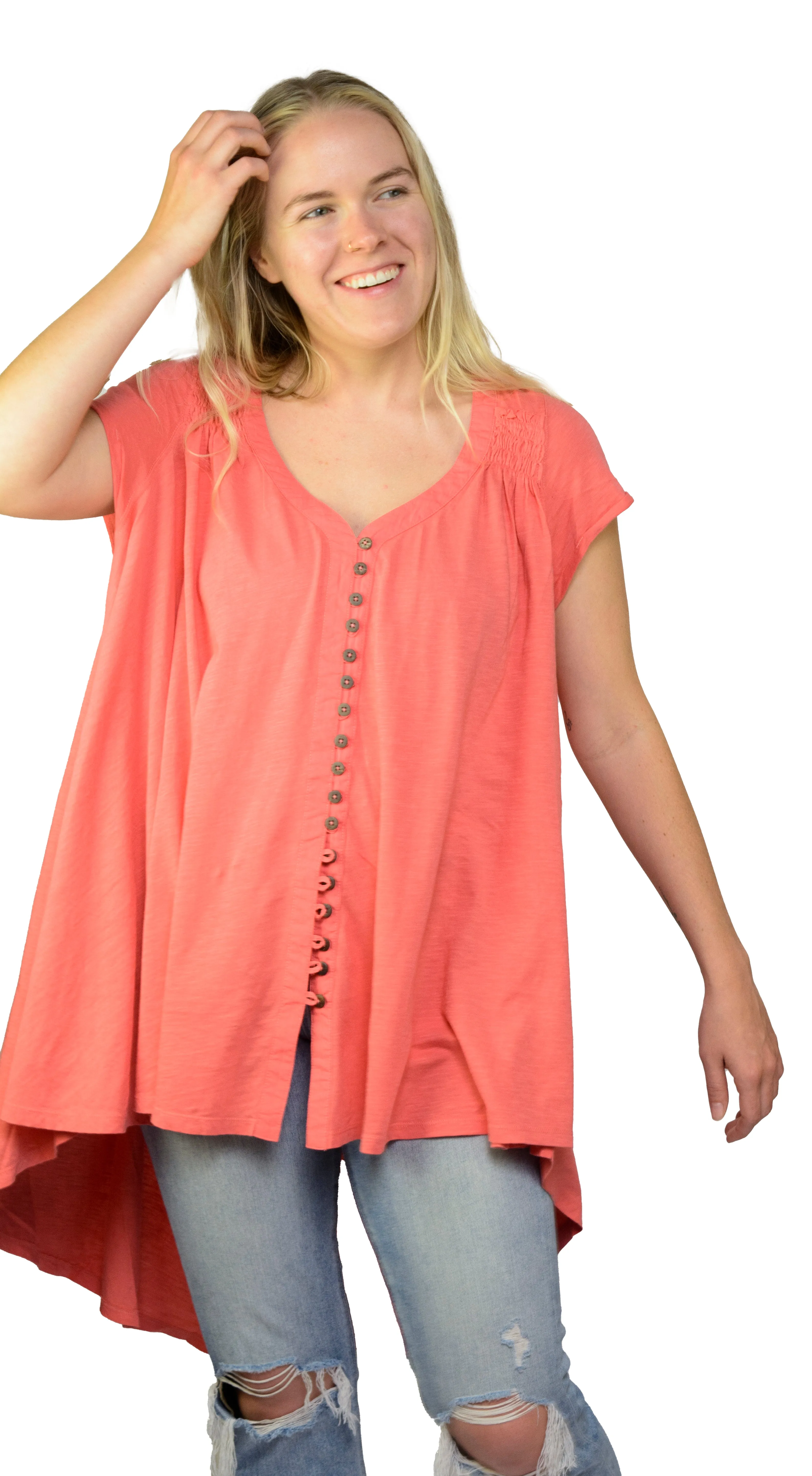 Ladies Summery Tunic, Graceful Swing Top in 100% Cotton