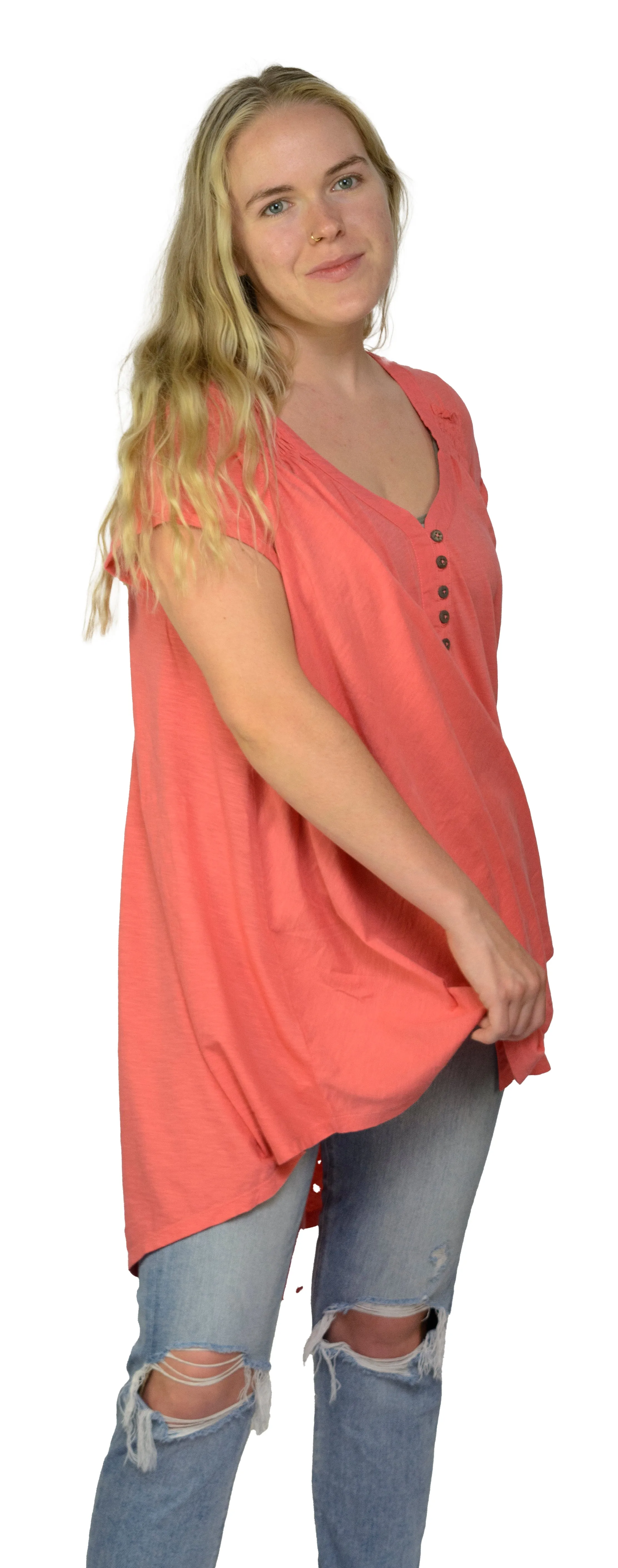 Ladies Summery Tunic, Graceful Swing Top in 100% Cotton