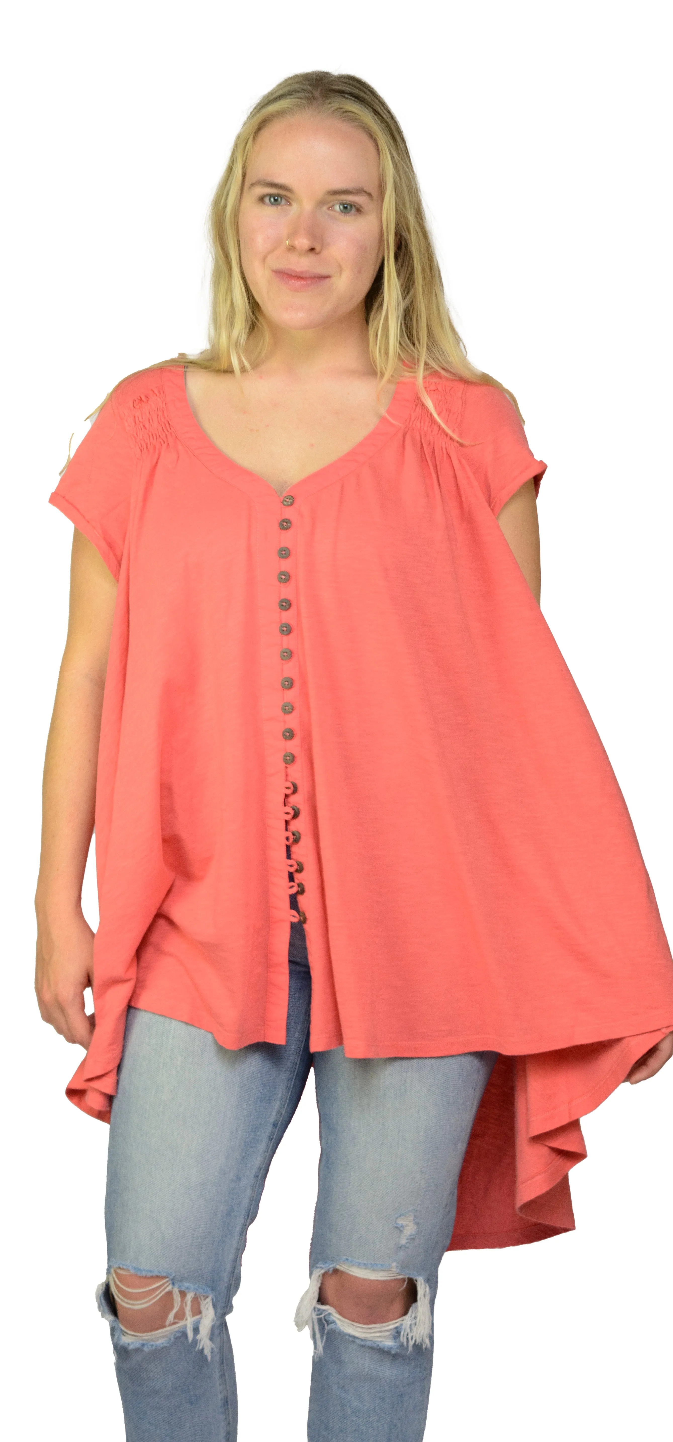 Ladies Summery Tunic, Graceful Swing Top in 100% Cotton