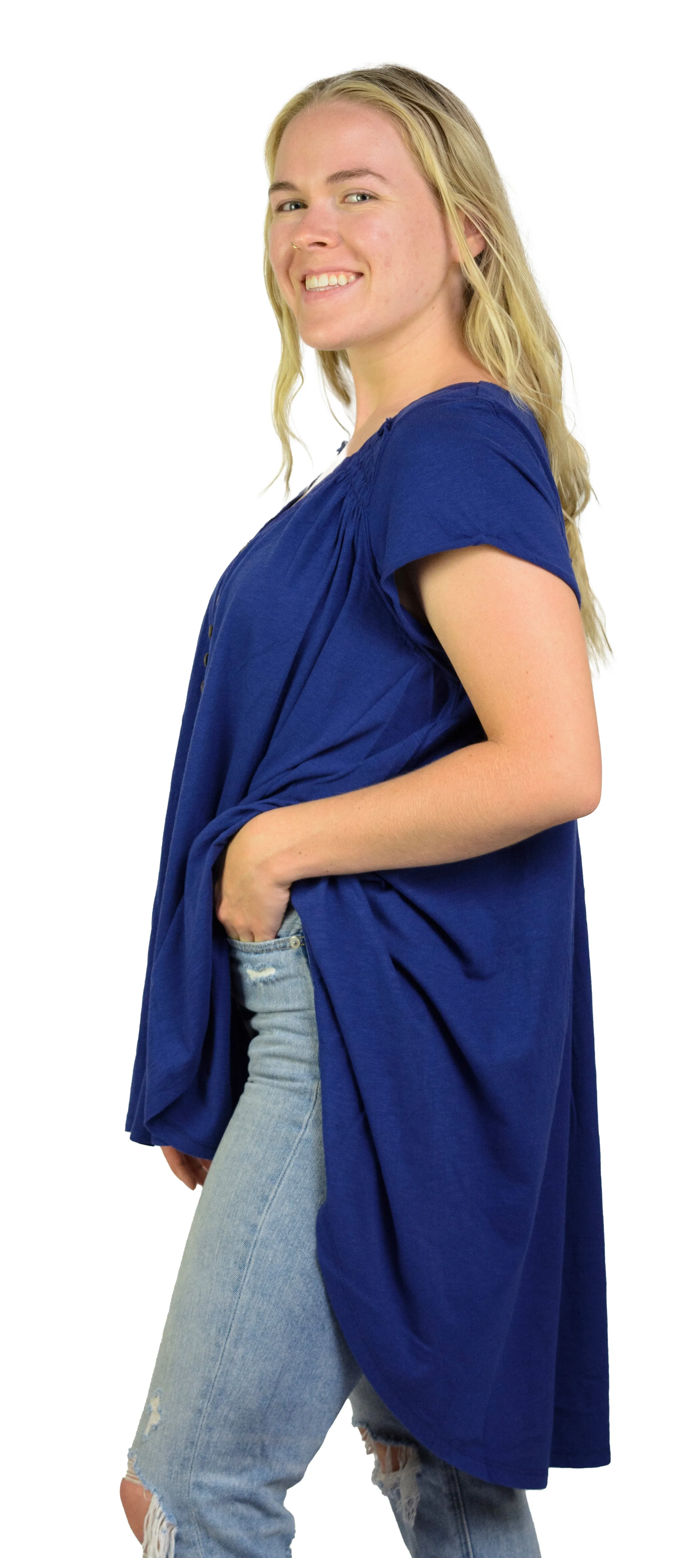 Ladies Summery Tunic, Graceful Swing Top in 100% Cotton