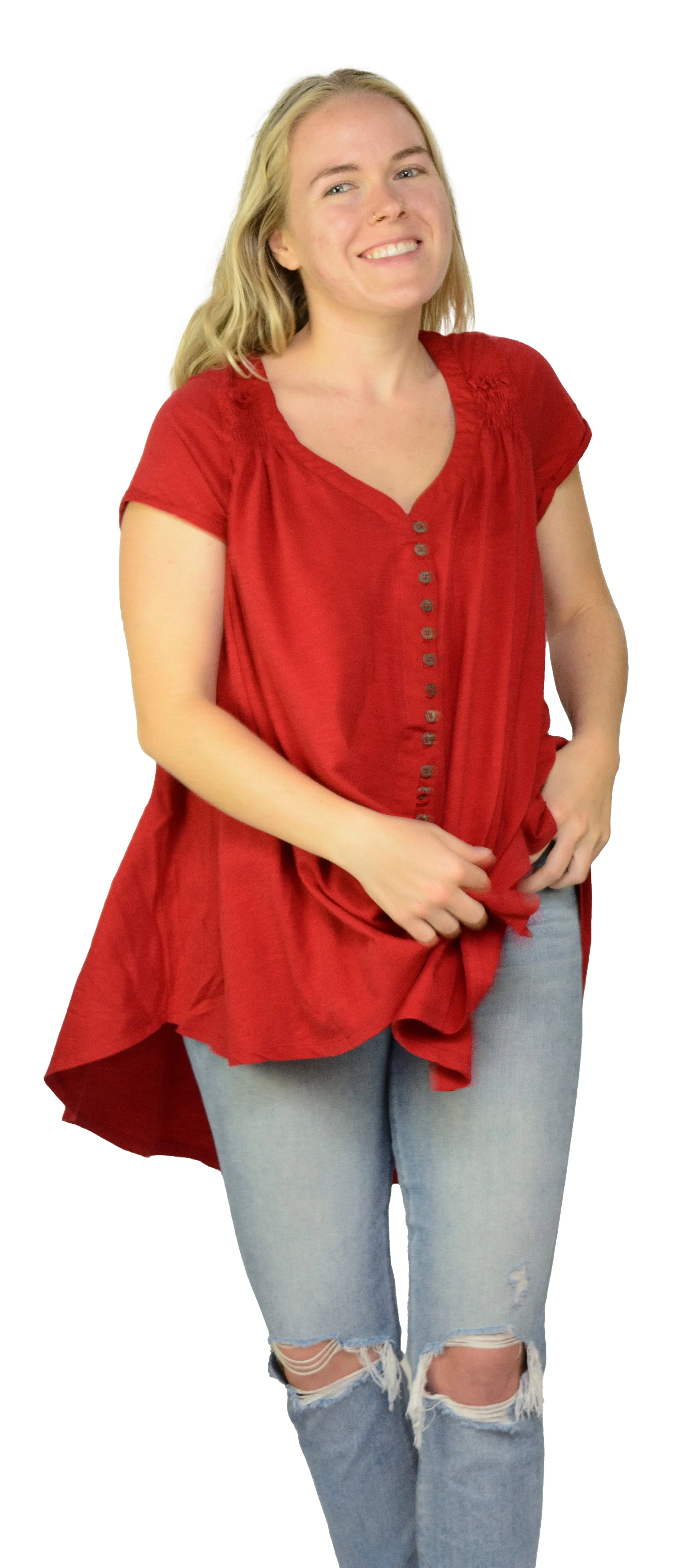 Ladies Summery Tunic, Graceful Swing Top in 100% Cotton