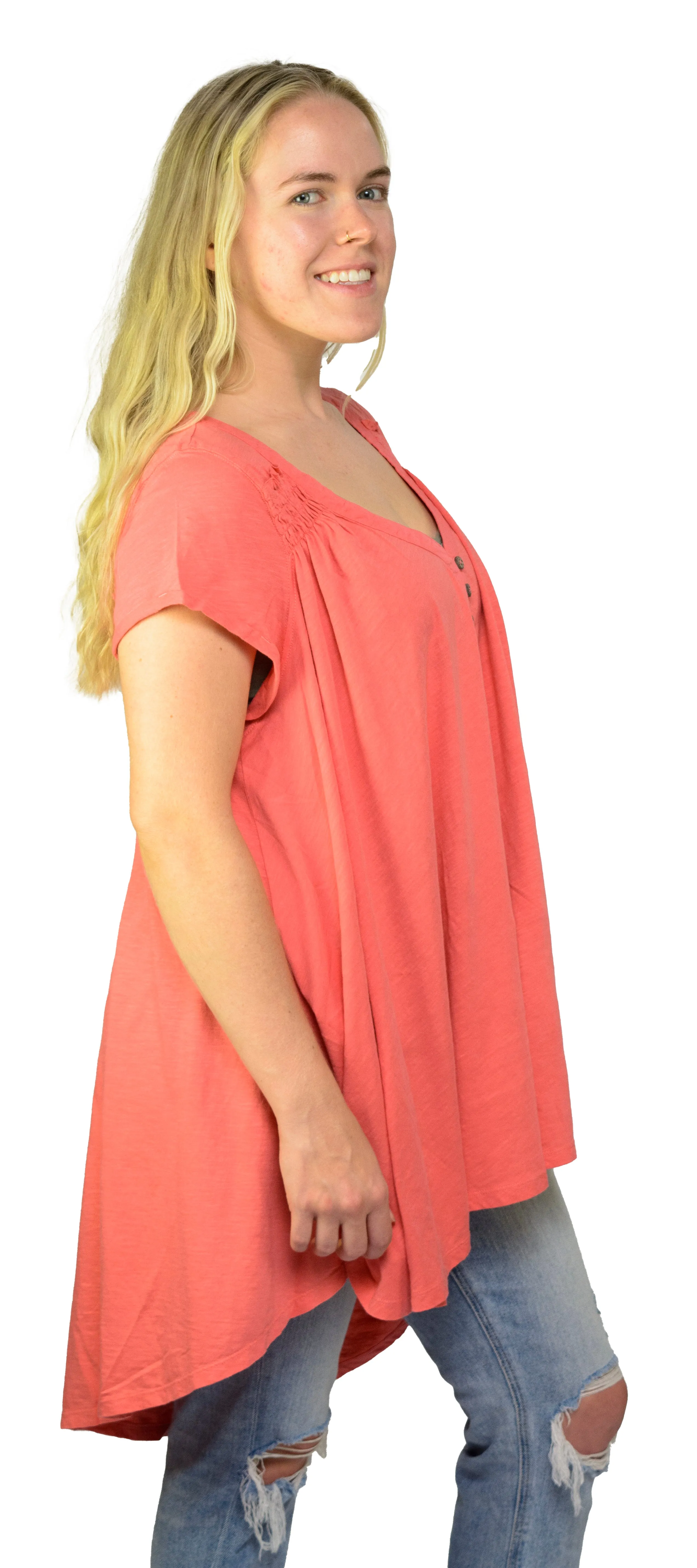 Ladies Summery Tunic, Graceful Swing Top in 100% Cotton