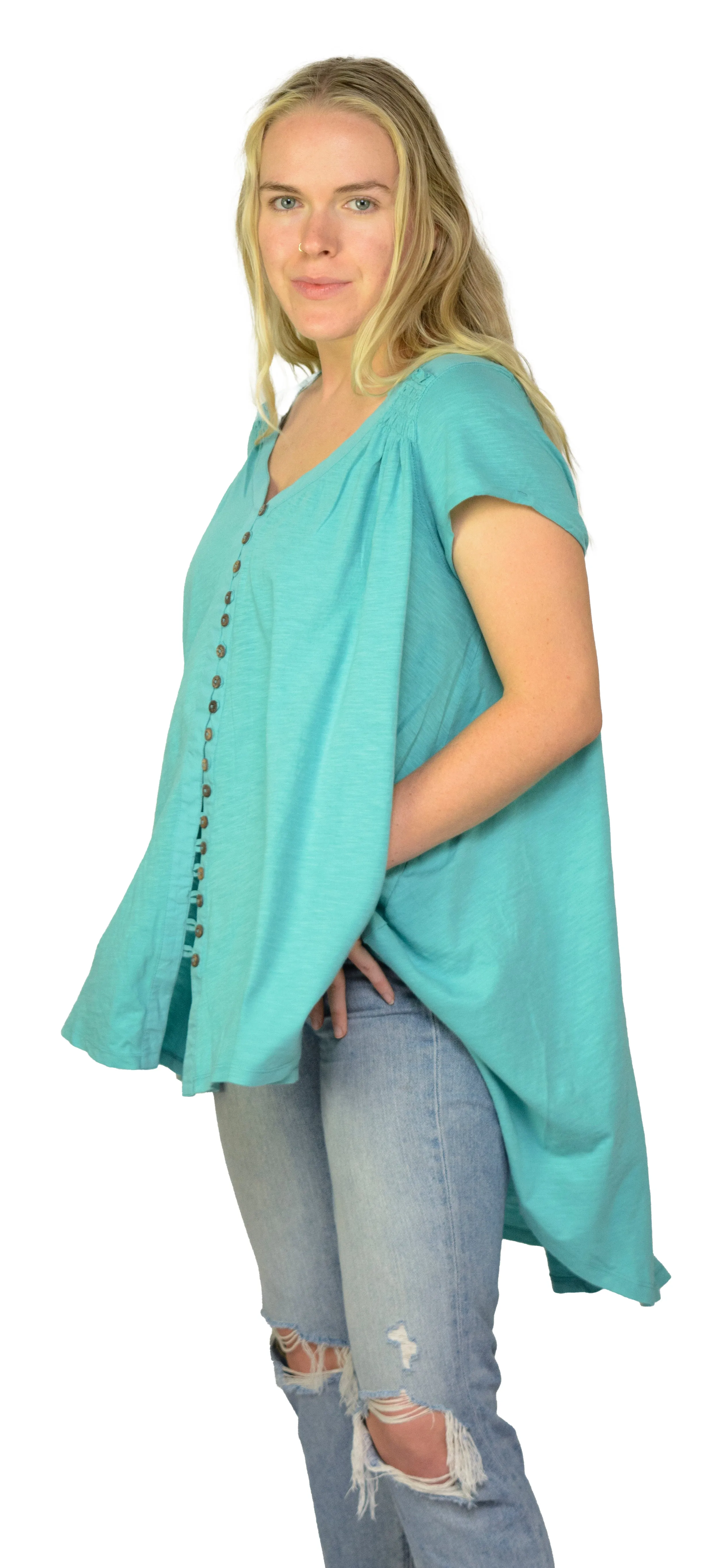 Ladies Summery Tunic, Graceful Swing Top in 100% Cotton