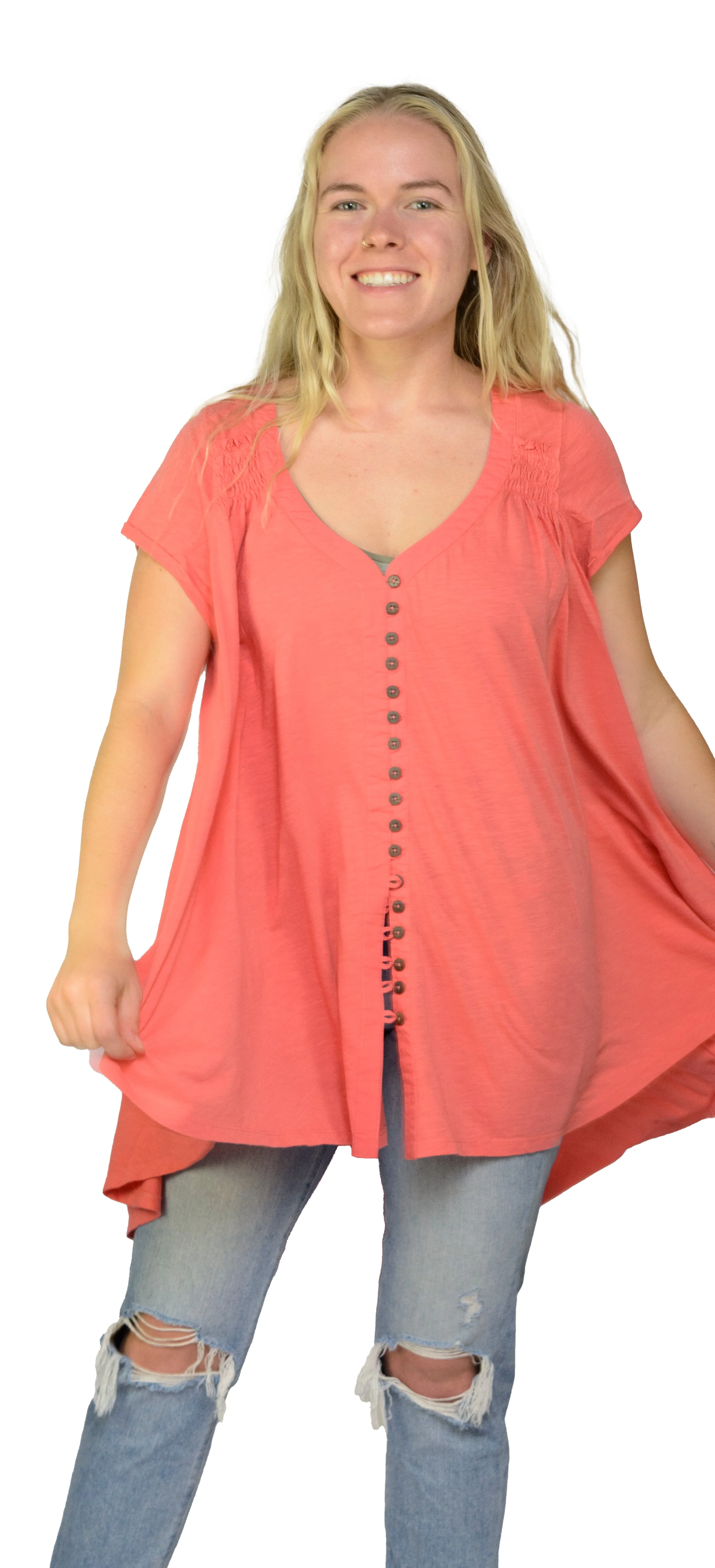 Ladies Summery Tunic, Graceful Swing Top in 100% Cotton