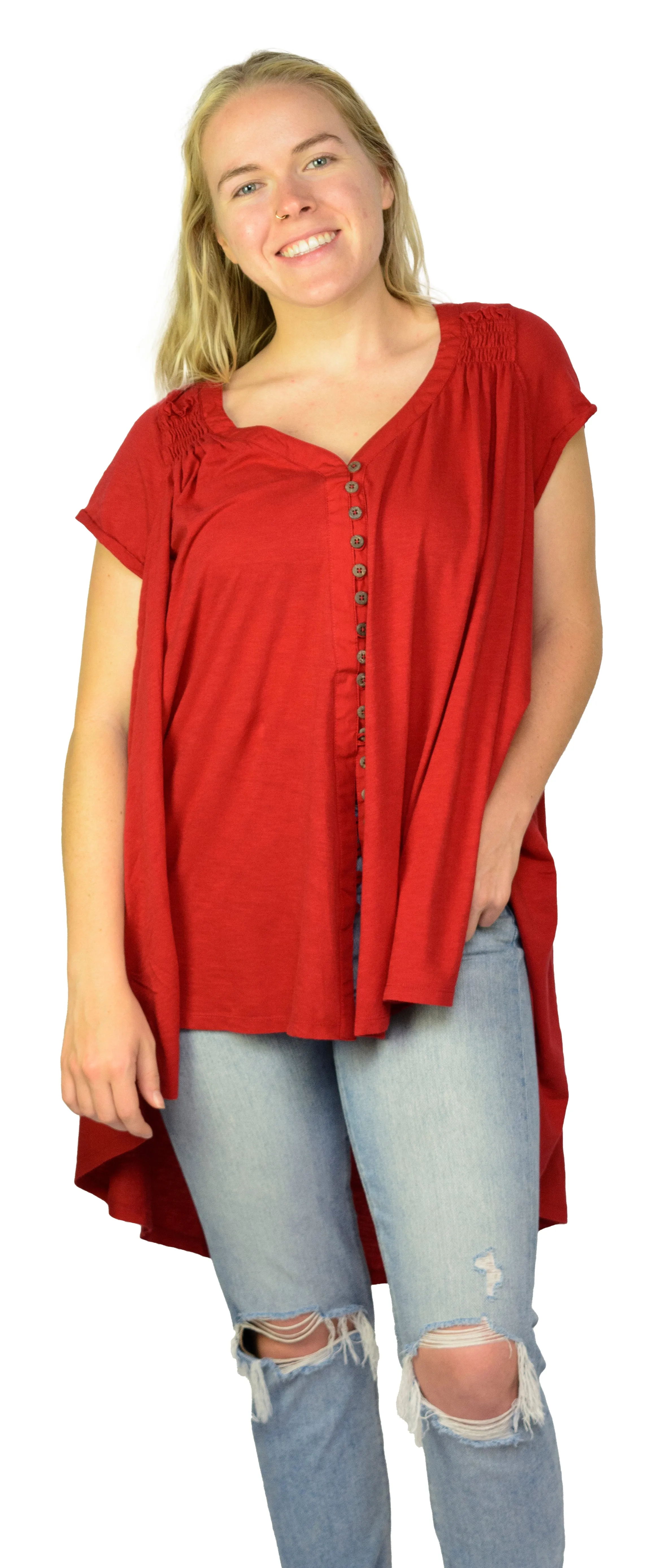 Ladies Summery Tunic, Graceful Swing Top in 100% Cotton