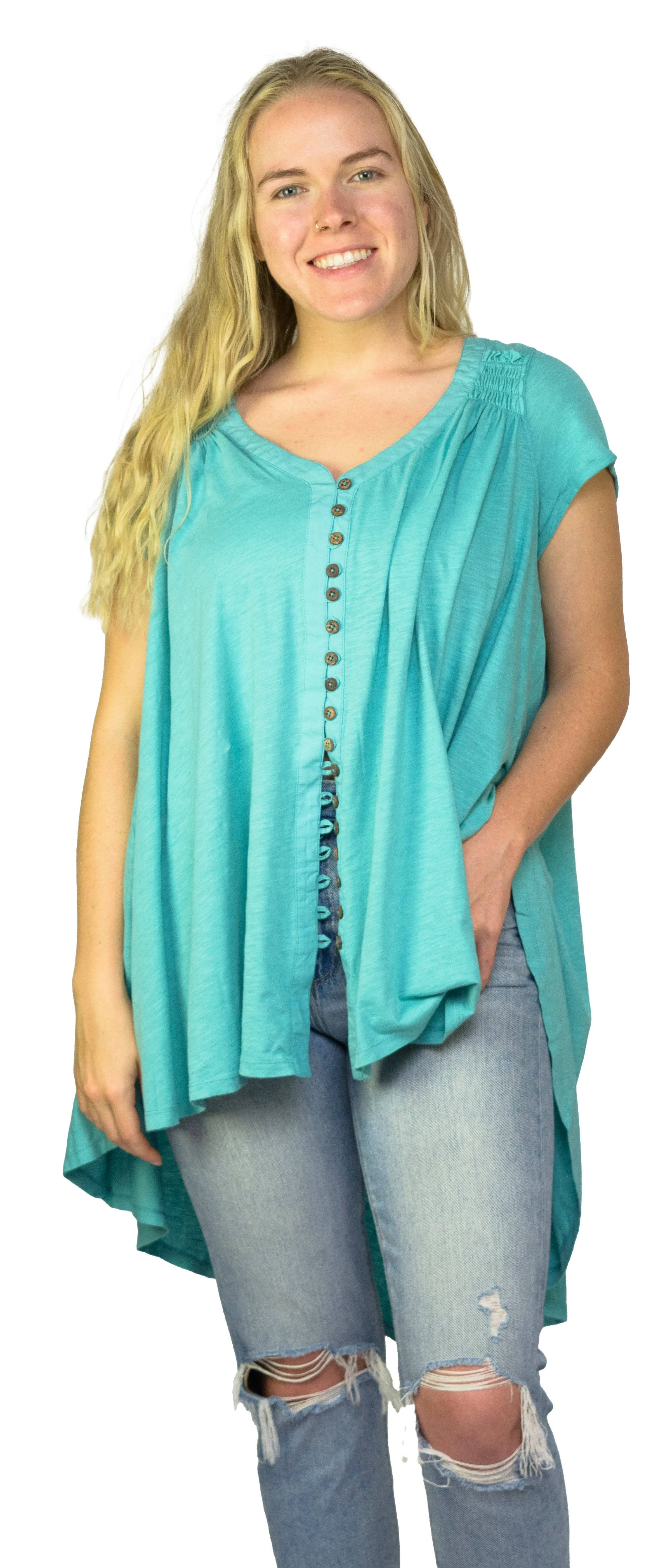 Ladies Summery Tunic, Graceful Swing Top in 100% Cotton