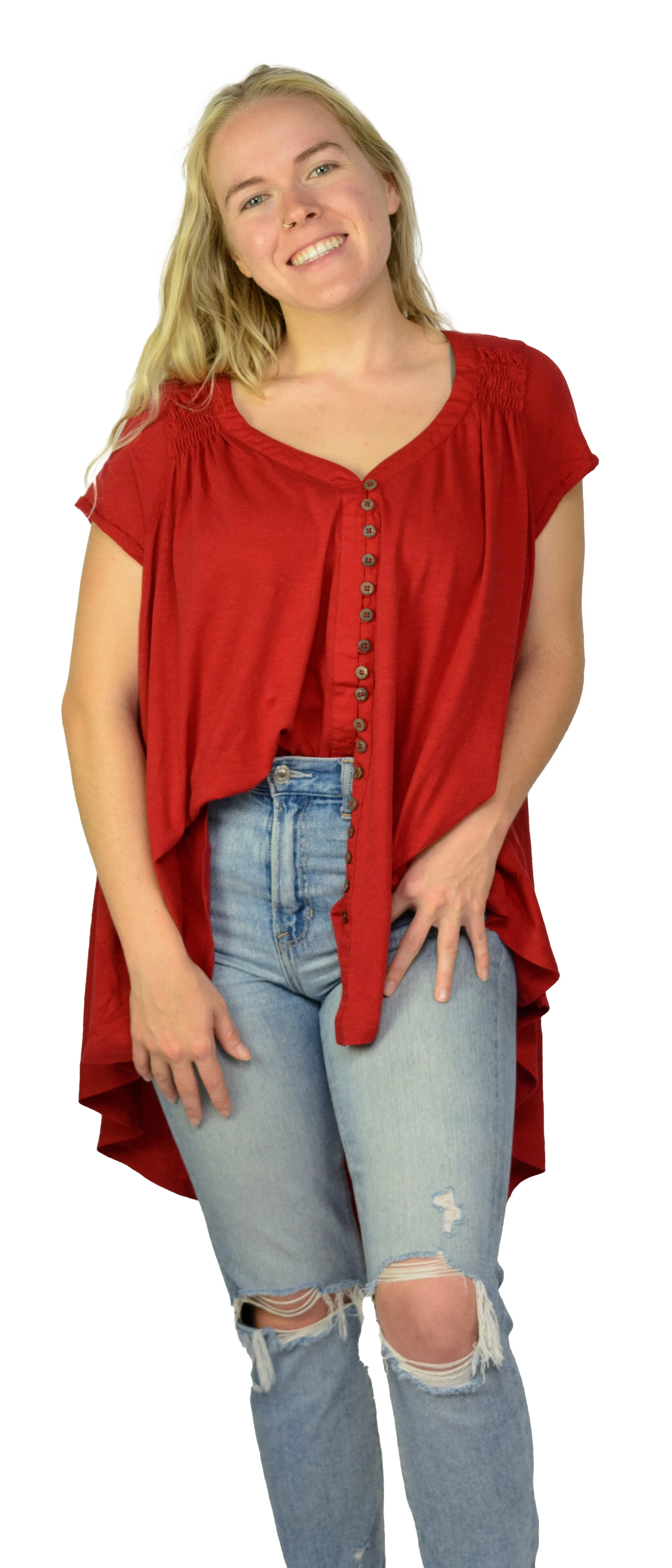 Ladies Summery Tunic, Graceful Swing Top in 100% Cotton