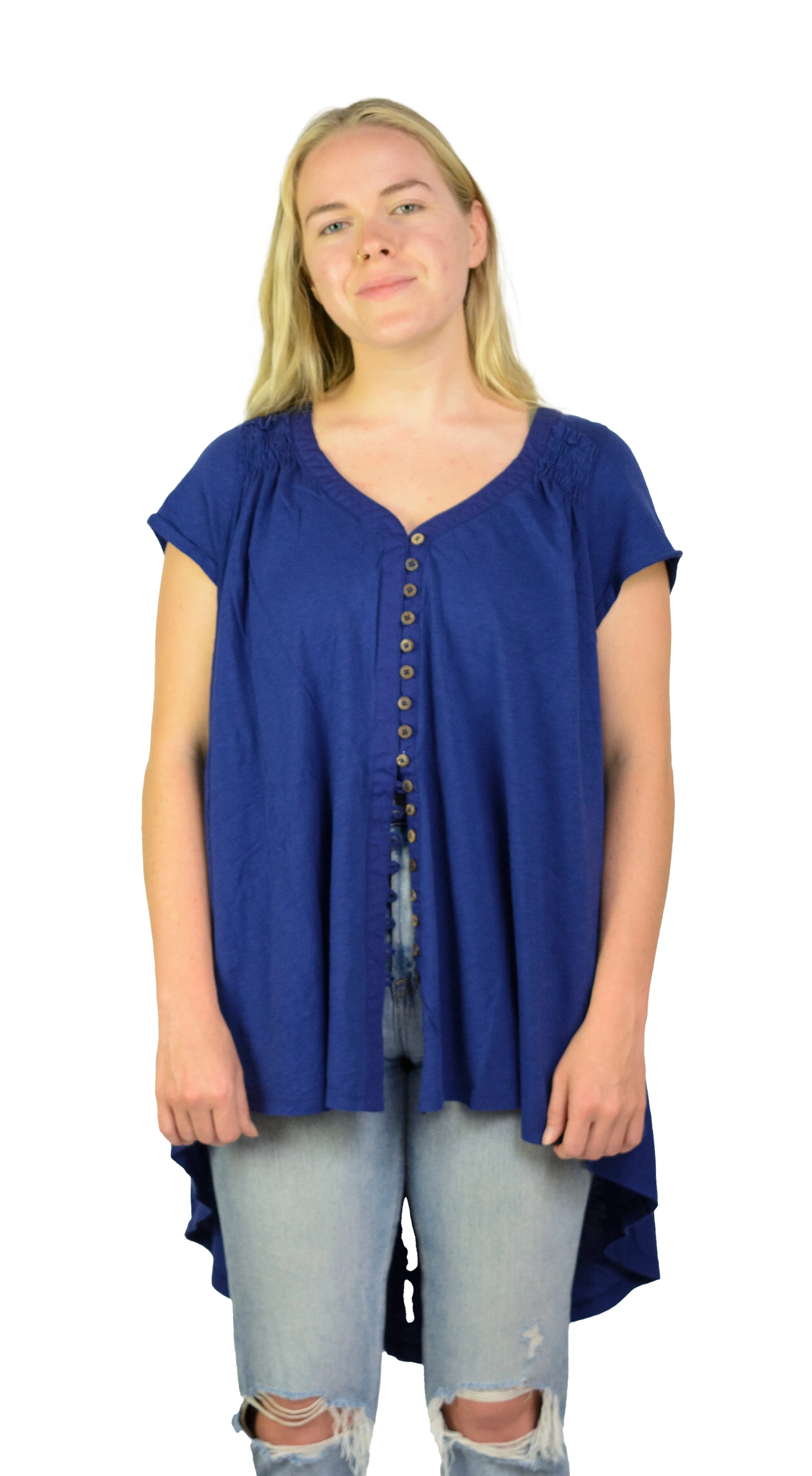 Ladies Summery Tunic, Graceful Swing Top in 100% Cotton