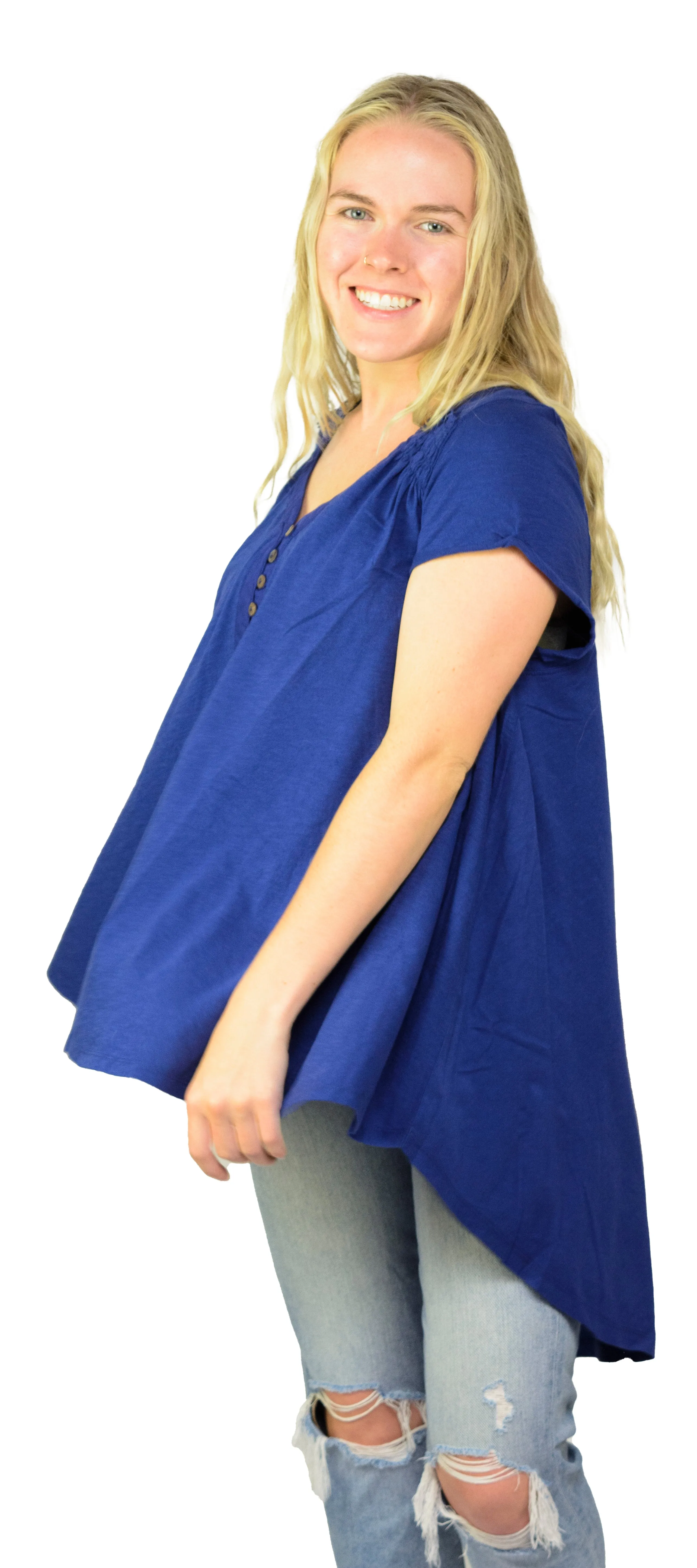 Ladies Summery Tunic, Graceful Swing Top in 100% Cotton