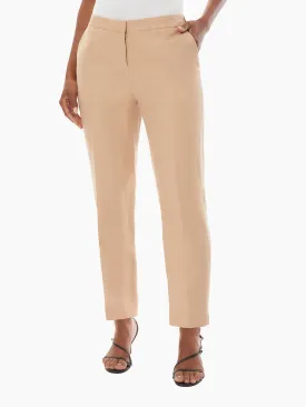 Linen Elastic Back Straight Leg Ankle Pants