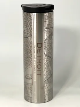 Map of Detroit Coffee Tumbler / Silver