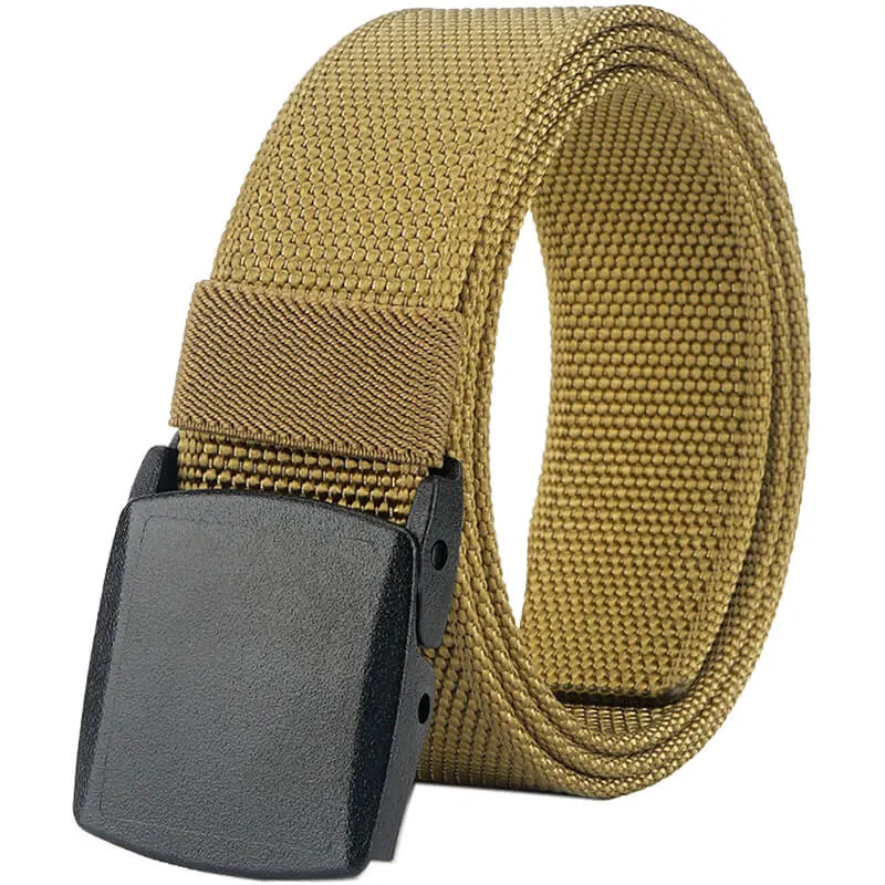 Mens Belt Web, Casual Belt with Plastic Buckle Breathable, Easy Trim to Fit 27- 46" Pants