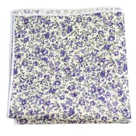 Mulled Grape Flowered Cotton Pocket Square by Paul Malone