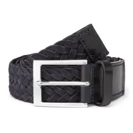 Navy Blue Woven Suede Belt