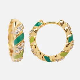 Palm Springs Green Enamel Twist Hoops