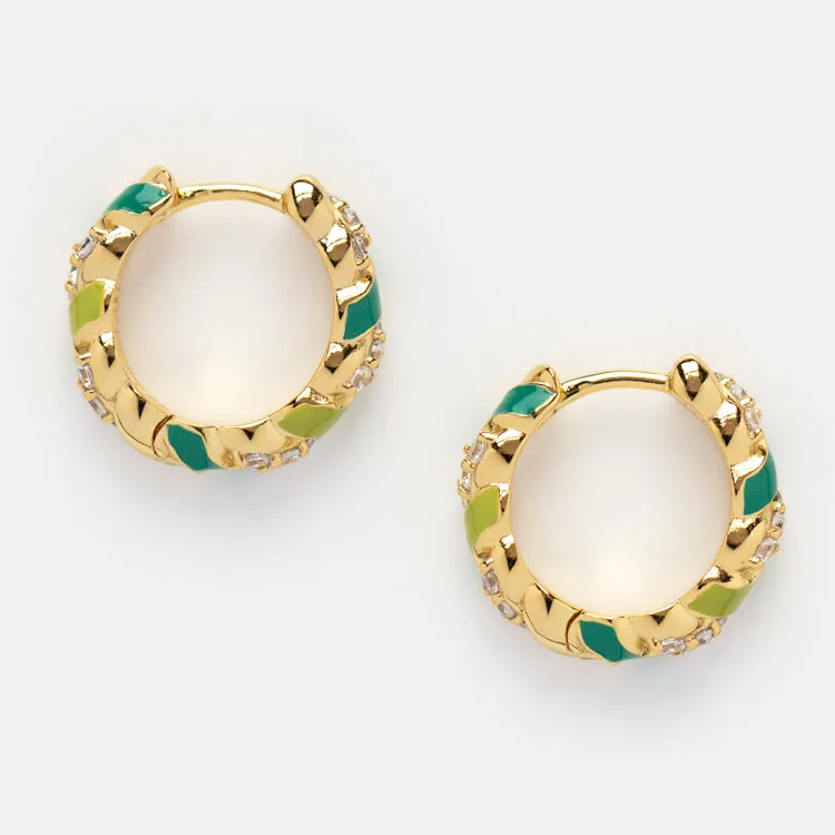 Palm Springs Green Enamel Twist Hoops