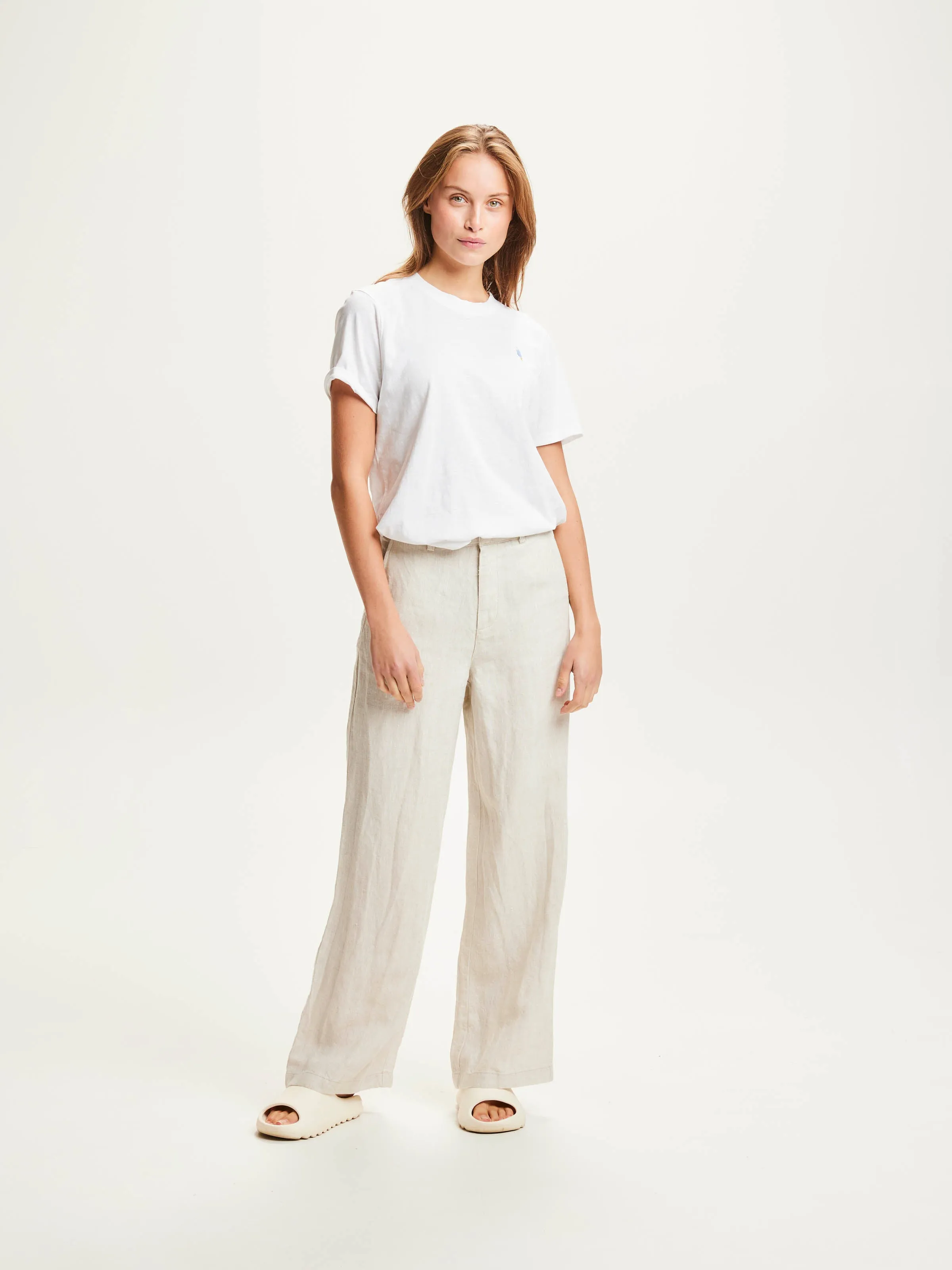 POSEY natural linen pants - Light feather gray