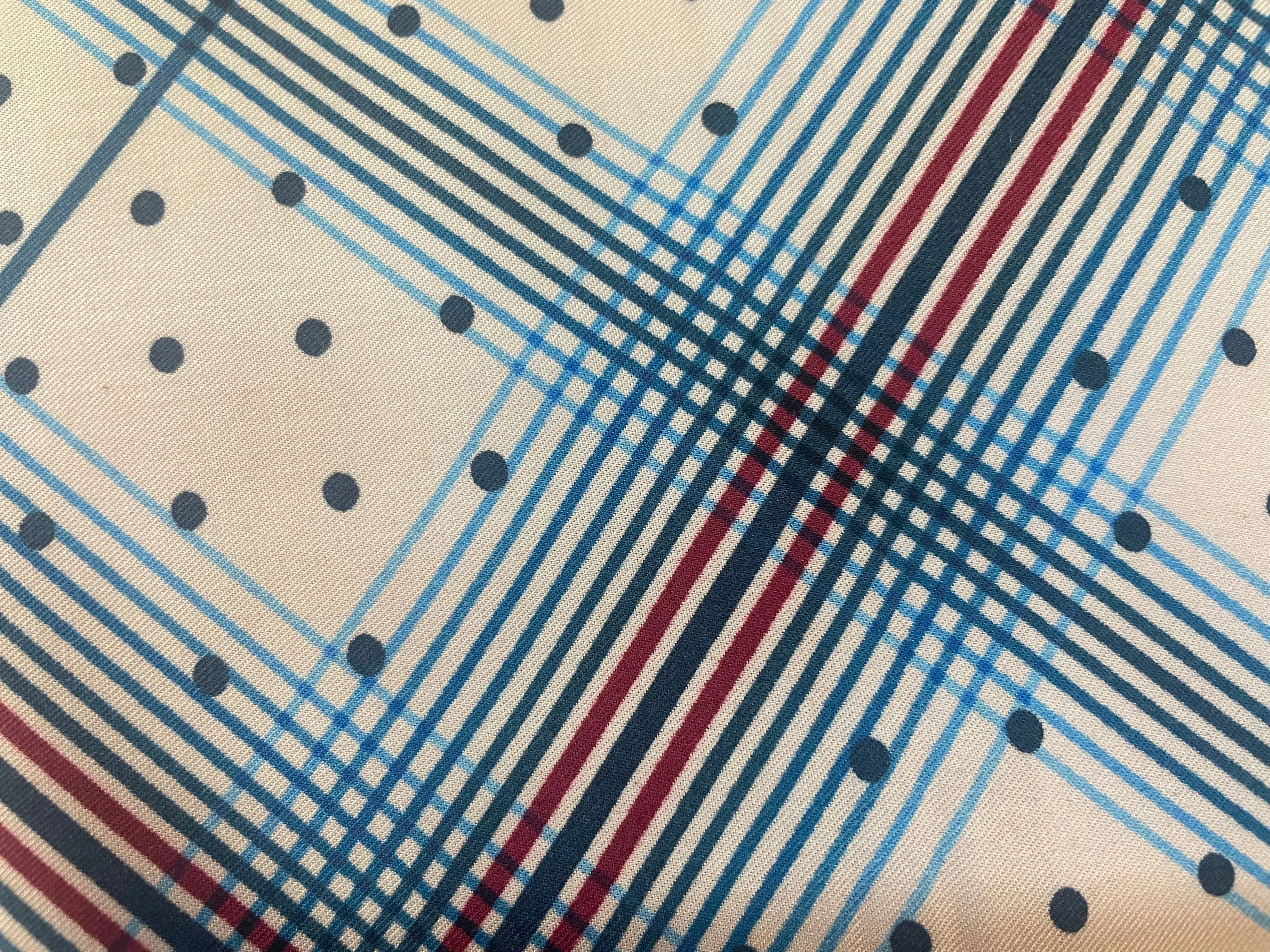 Rayon Fine Twill - Polka Dot Plaid - Pink, Blue & Red