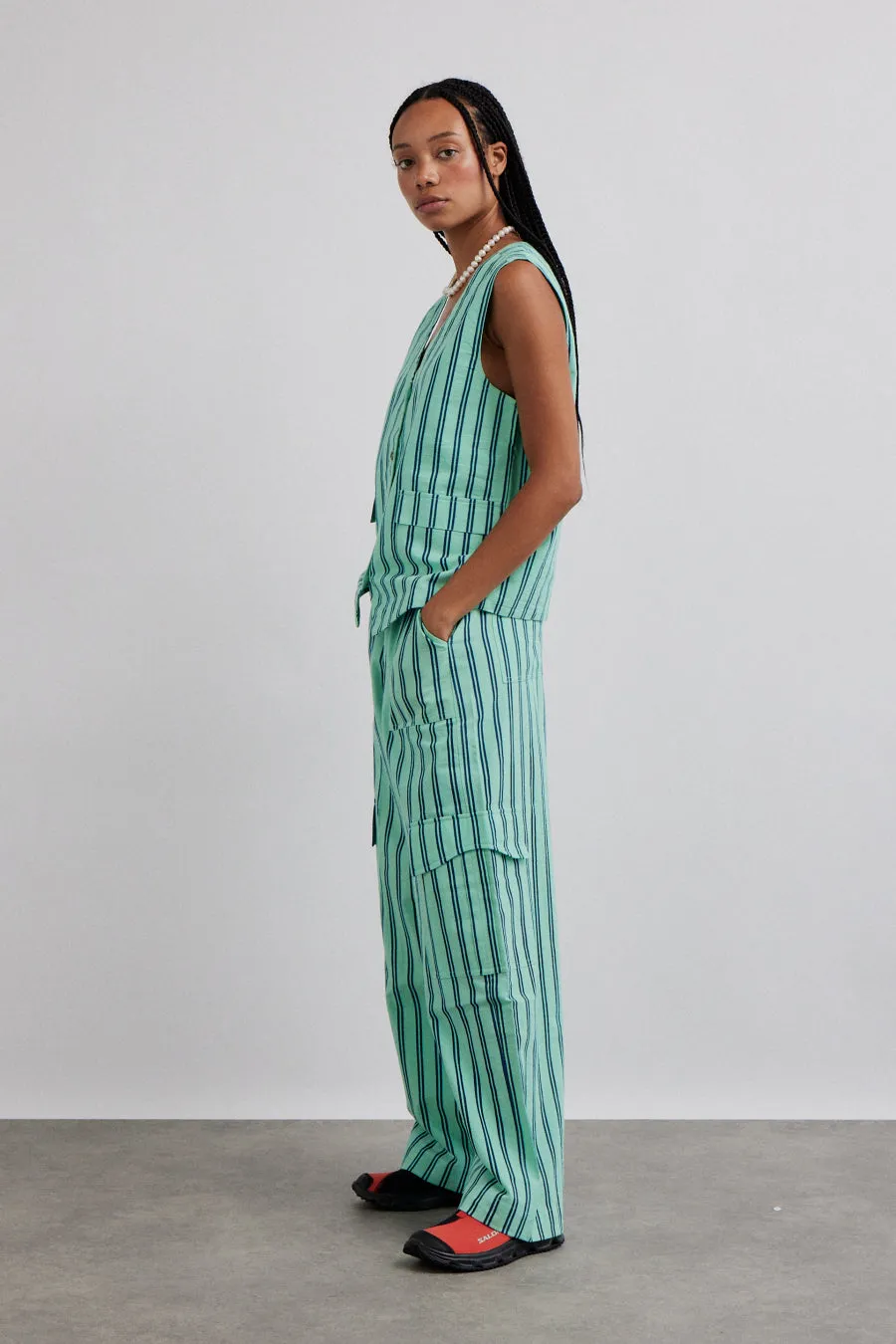 sydney coastal cargo pants - mint stripe