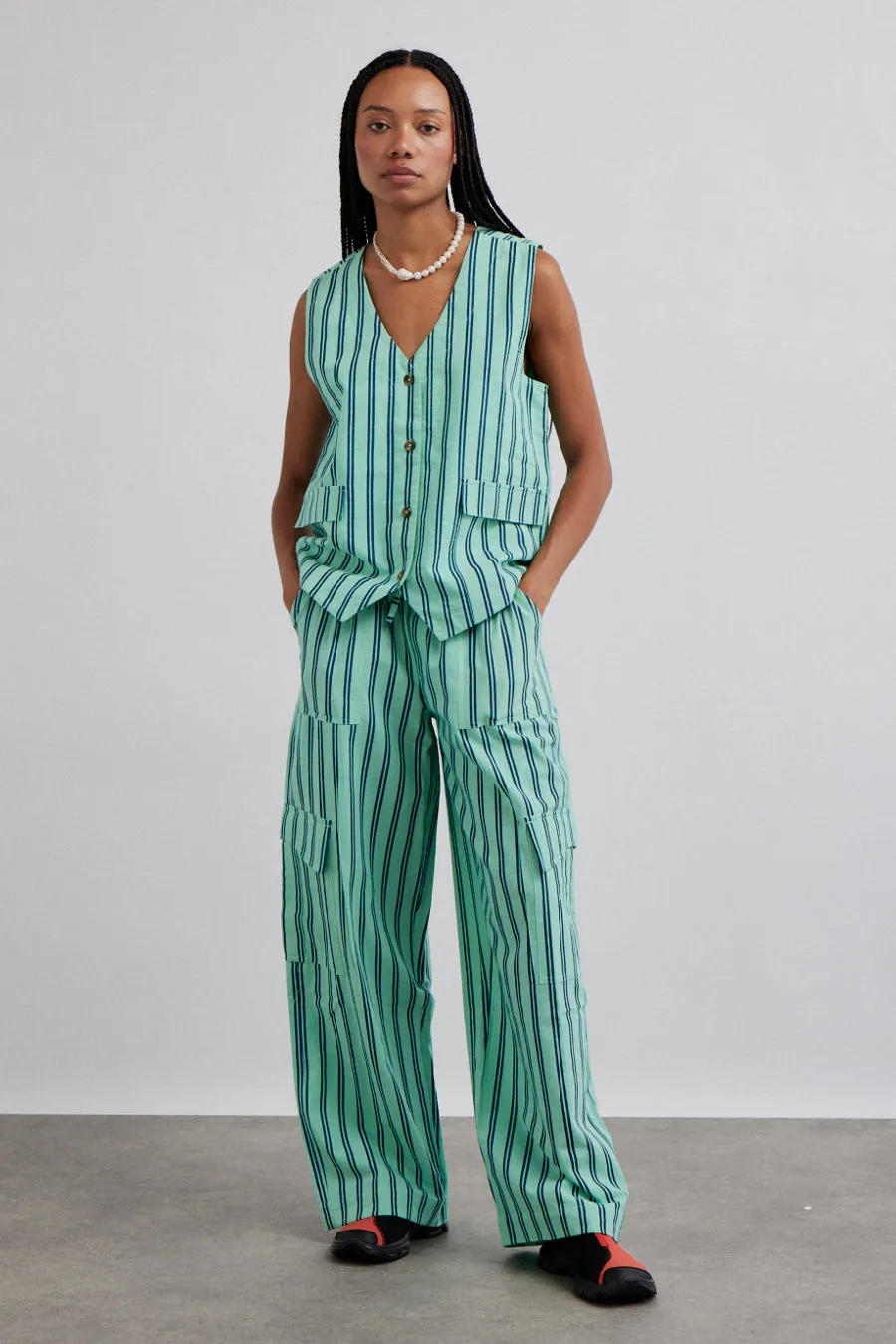 sydney coastal cargo pants - mint stripe