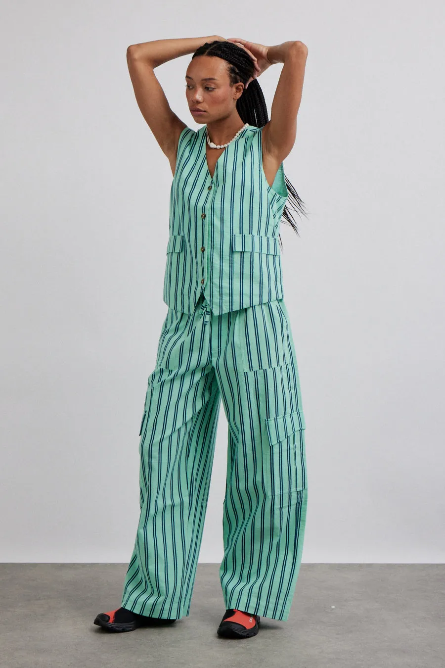 sydney coastal cargo pants - mint stripe