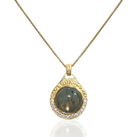 Tat2 Designs Gold Labradorite Demi Bezel Necklace