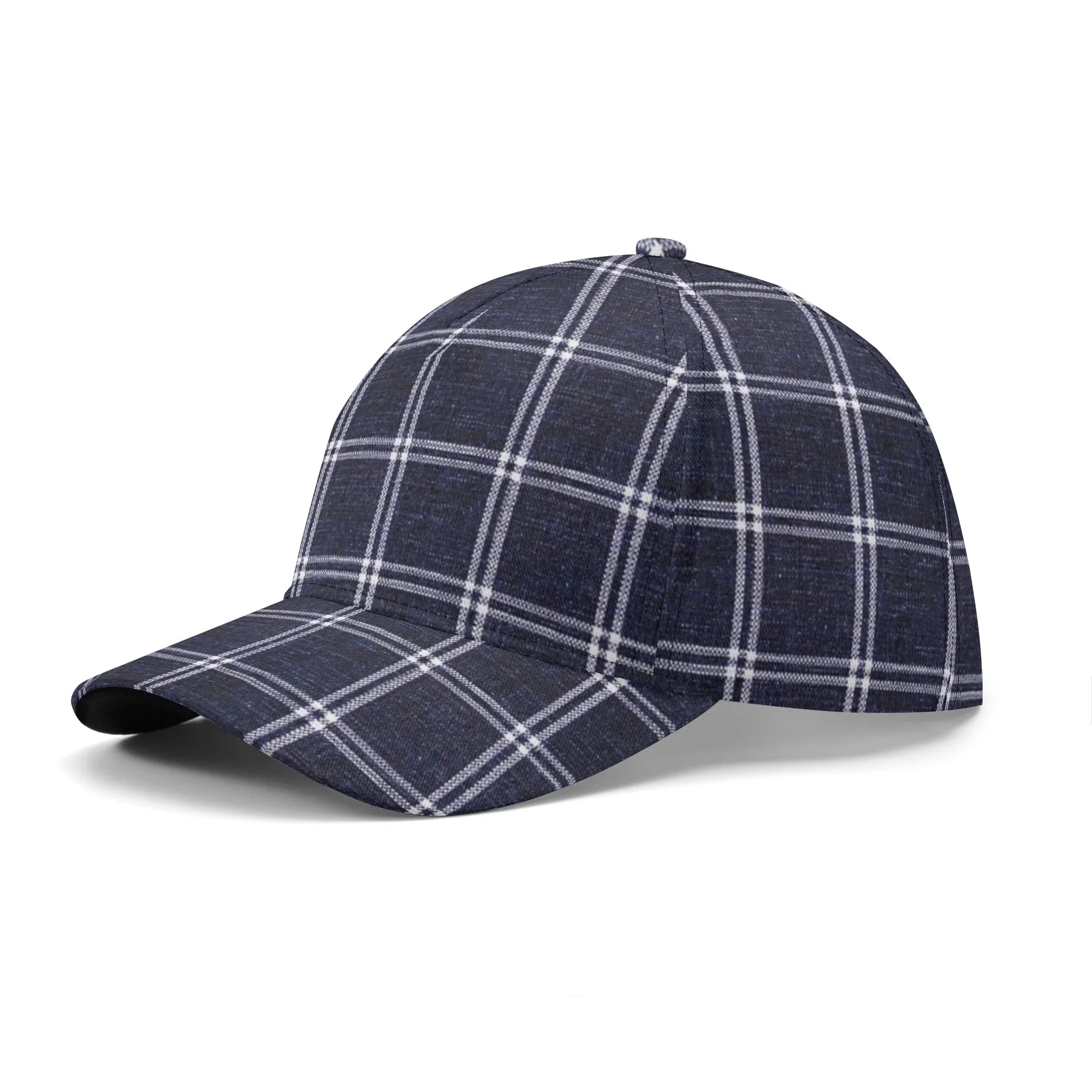 Vampire Art Dark Academia Navy Vintage Windowpane Baseball Cap