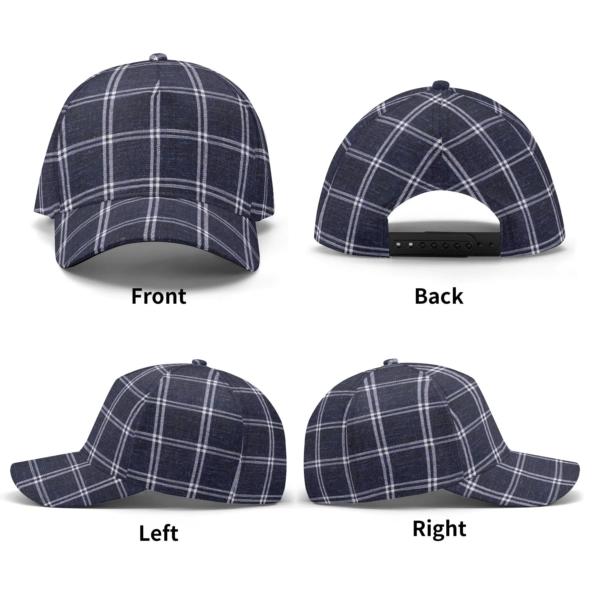 Vampire Art Dark Academia Navy Vintage Windowpane Baseball Cap