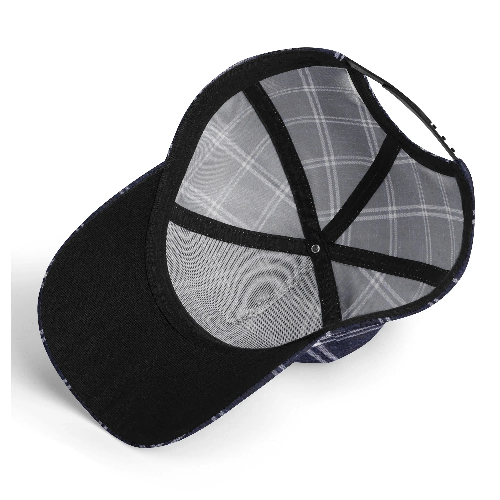 Vampire Art Dark Academia Navy Vintage Windowpane Baseball Cap