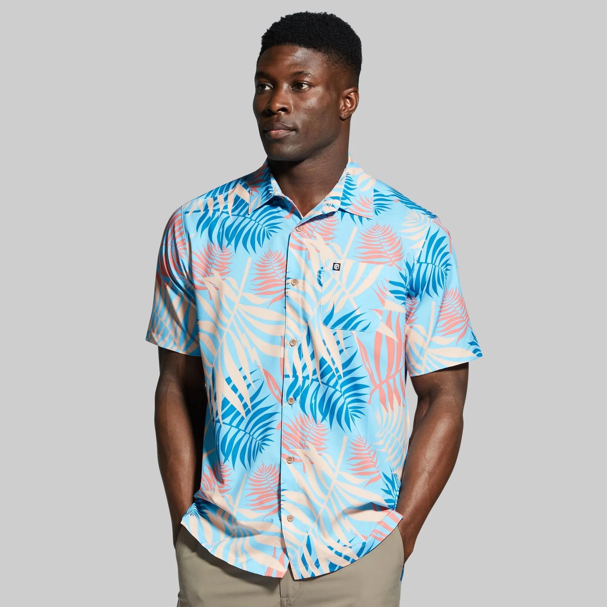 Voyager Button Up (Electric Leaves Blue)