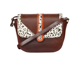 Wild Elegance: Brown Leather Sling Bag with Printed Hair-On. Art: BG-1174